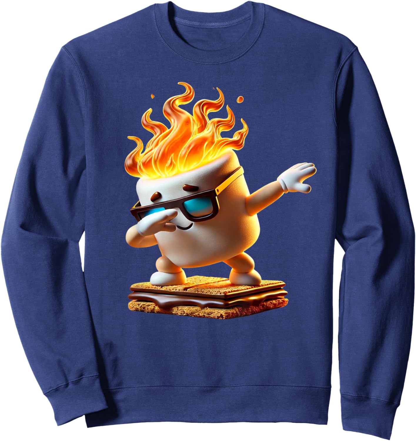 Dabbing Smore Marshmallow Cute Dab Dance Camping Camper Gift Sweatshirt - Sweatshirt | Navy