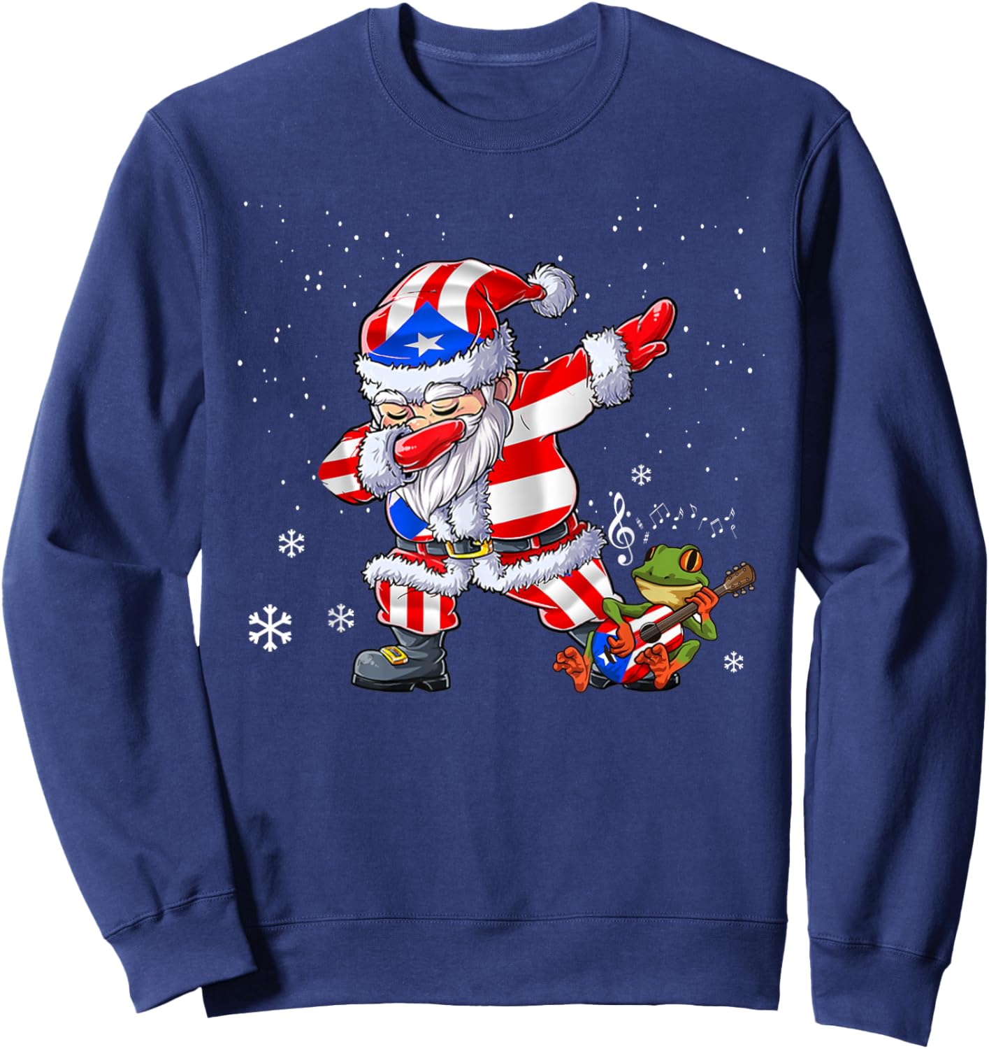 Dabbing Puerto Rico Santa Claus Christmas Boys Men Funny Dab Sweatshirt - Sweatshirt | Navy