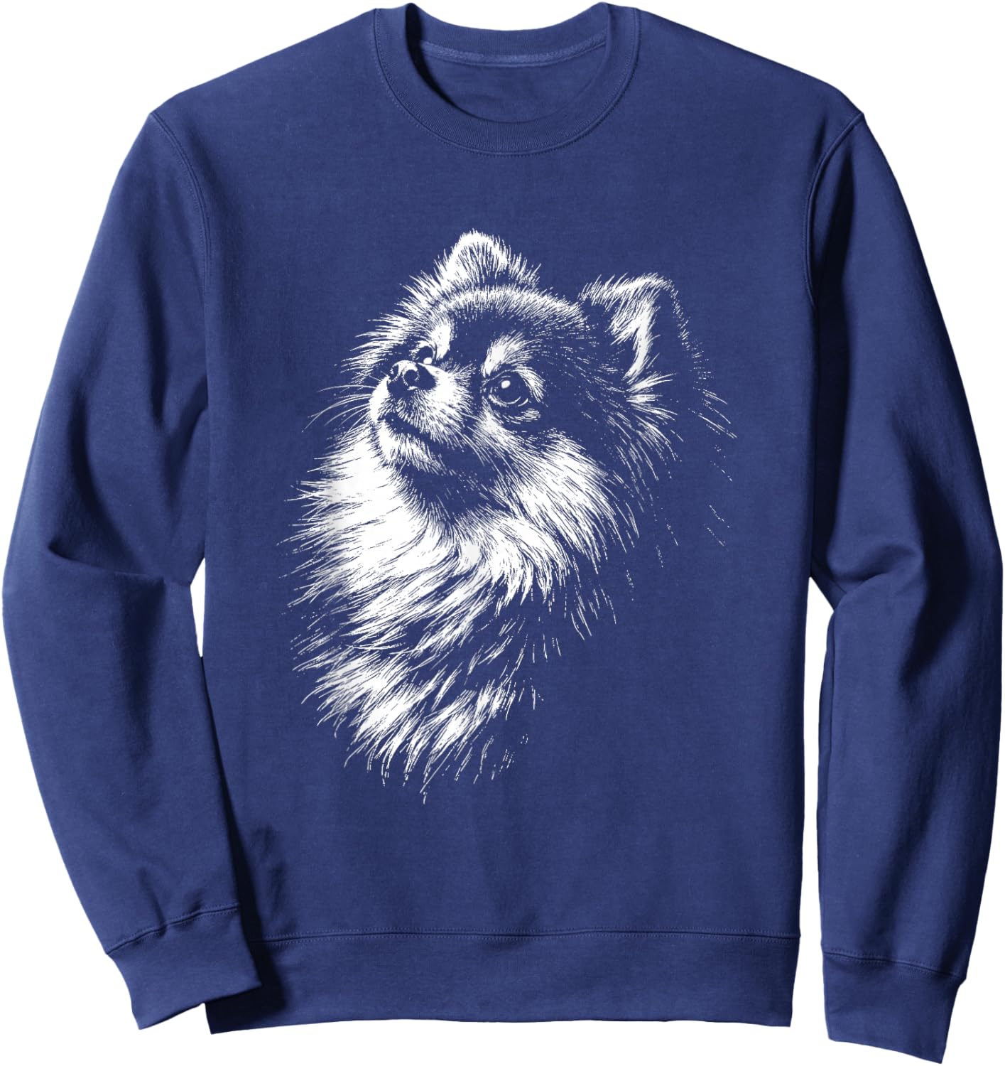 Pomeranian Portrait Black and White Dog Lover Sweatshirt - Sweatshirt | Navy