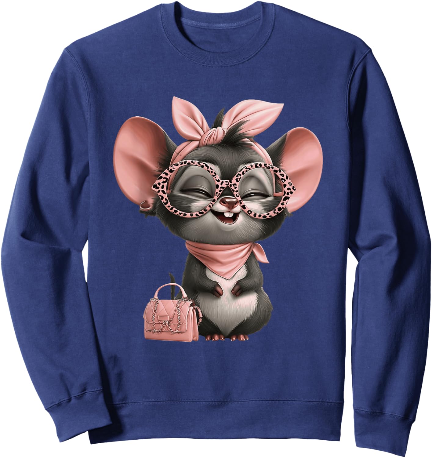 Niedliche Maus mit Brille, modisches Tierliebhaber-Design Sweatshirt - Sweatshirt | Navy