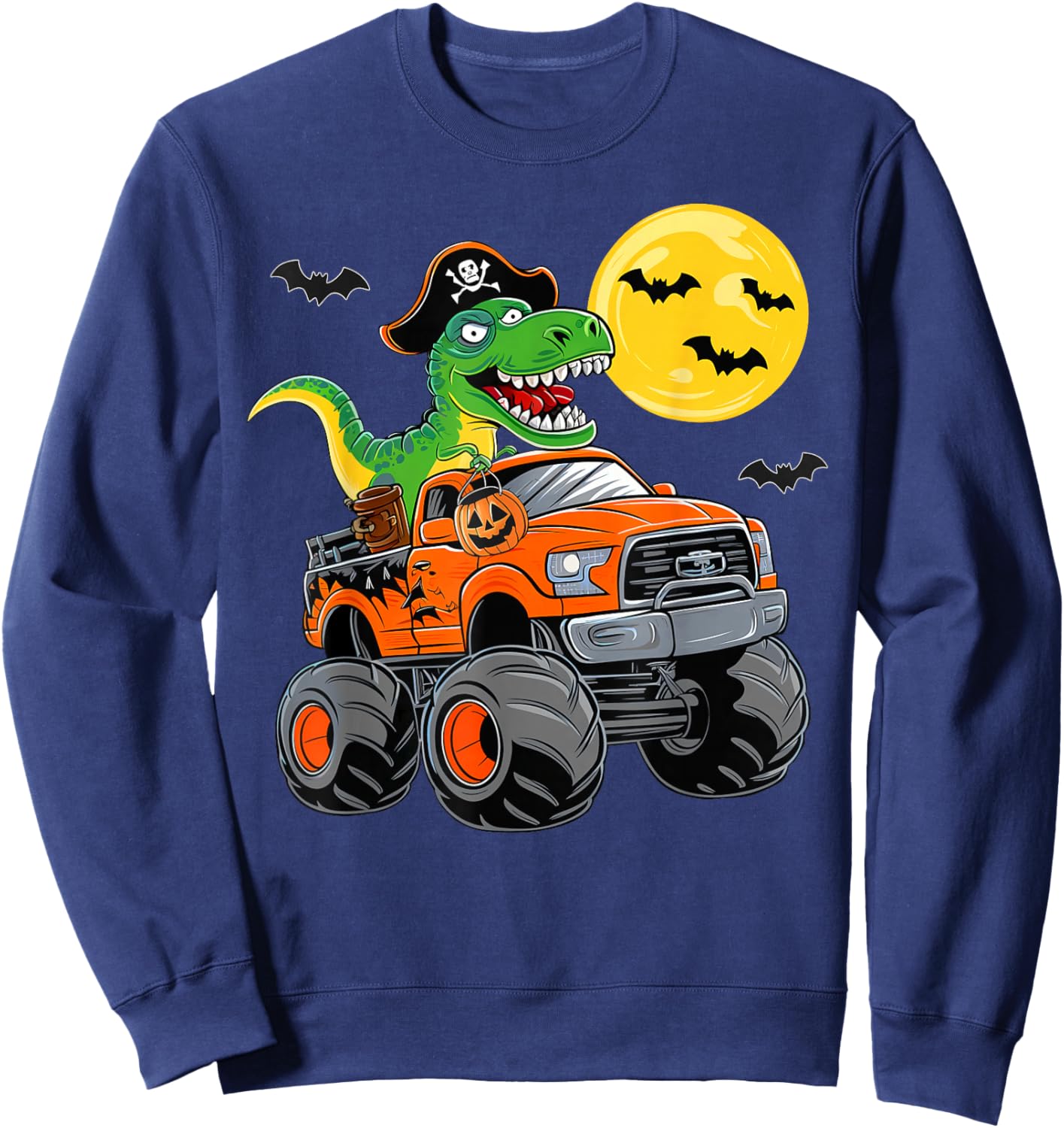 Boys Halloween Monster Truck T Rex Pirate Dinosaur Toddler Sweatshirt - Sweatshirt | Navy