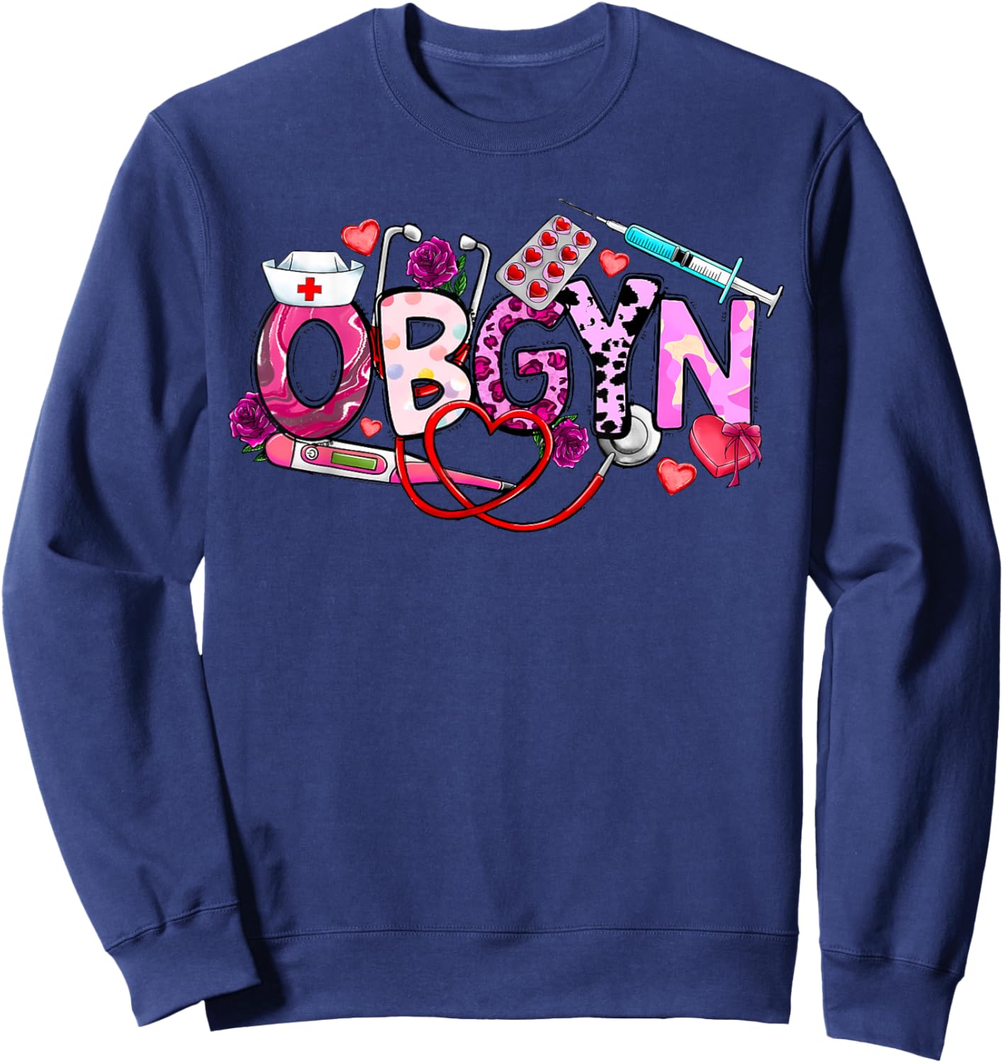 OBGYN Valentine's Day Gynecologist Obstetrician OBGYN Doctor Sweatshirt - Sweatshirt | Navy
