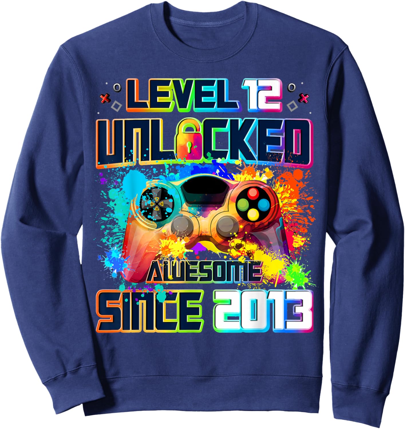 Level 12 Unlocked 12 Year Old Video Gamer 12th Birthday Gift Sweatshirt - Sweatshirt | Navy