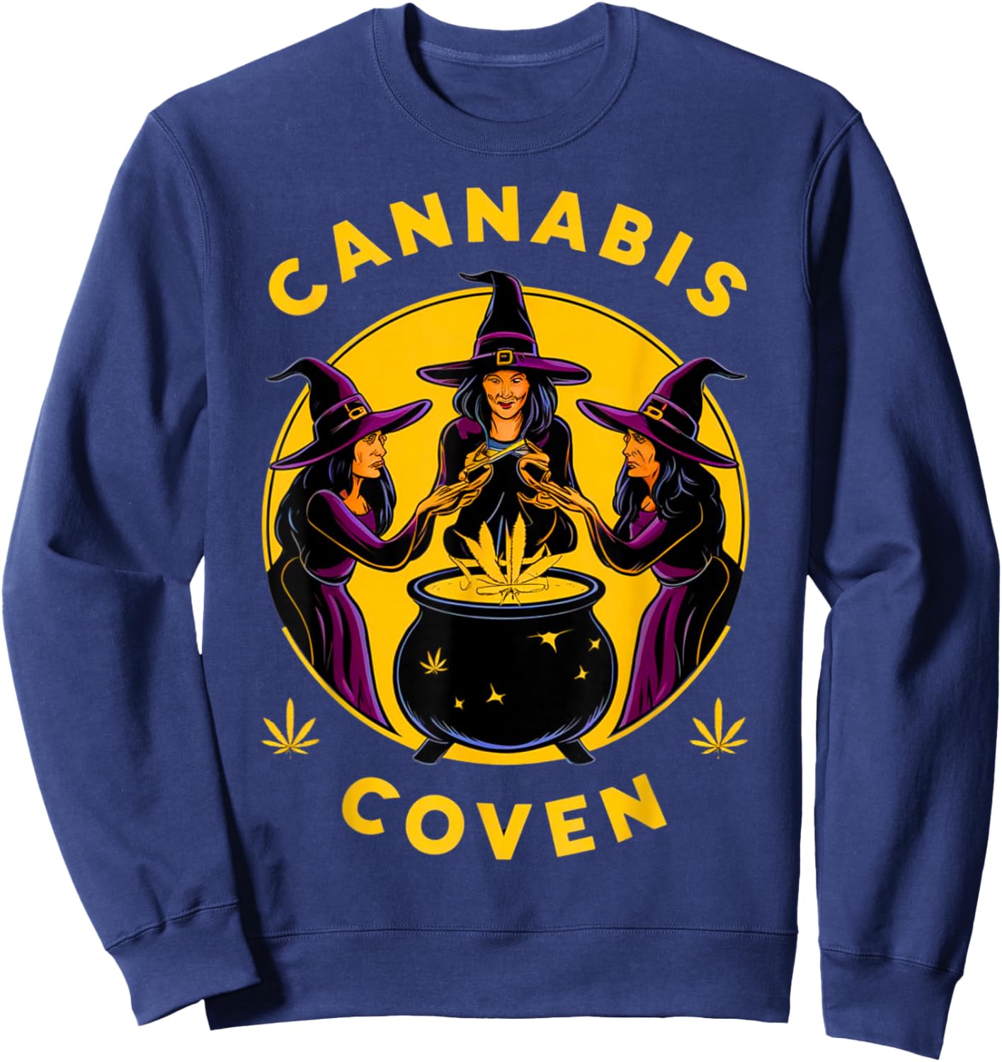Cannabis Coven Witchy Weed Funny Halloween Marijuana 420 Sweatshirt - Sweatshirt | Navy