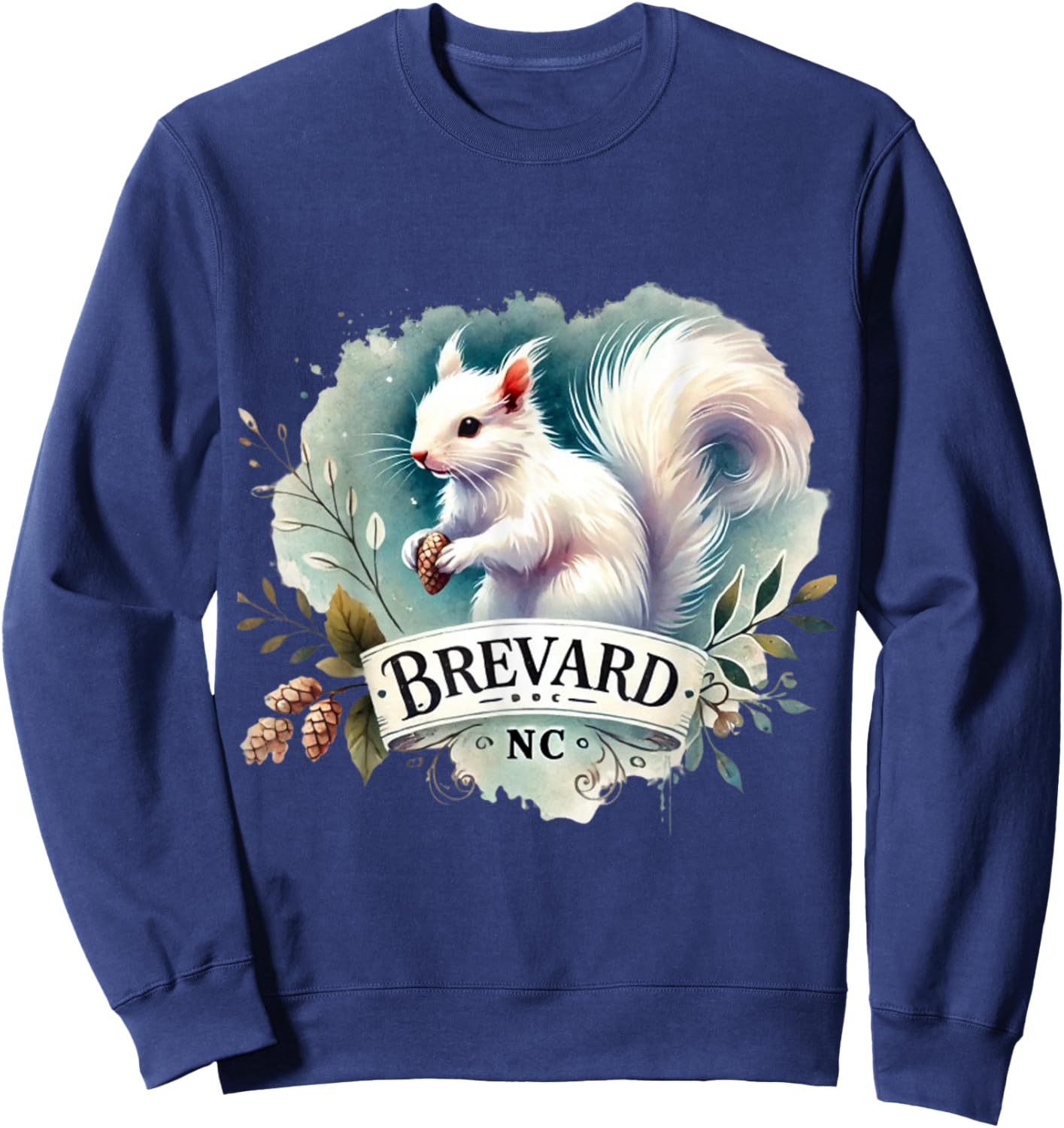 Salter Designs Brevard NC White Squirrel Kids Classic Fit Polyester 100% Black Short Sleeve Sweatshirt - Sweatshirt | Navy