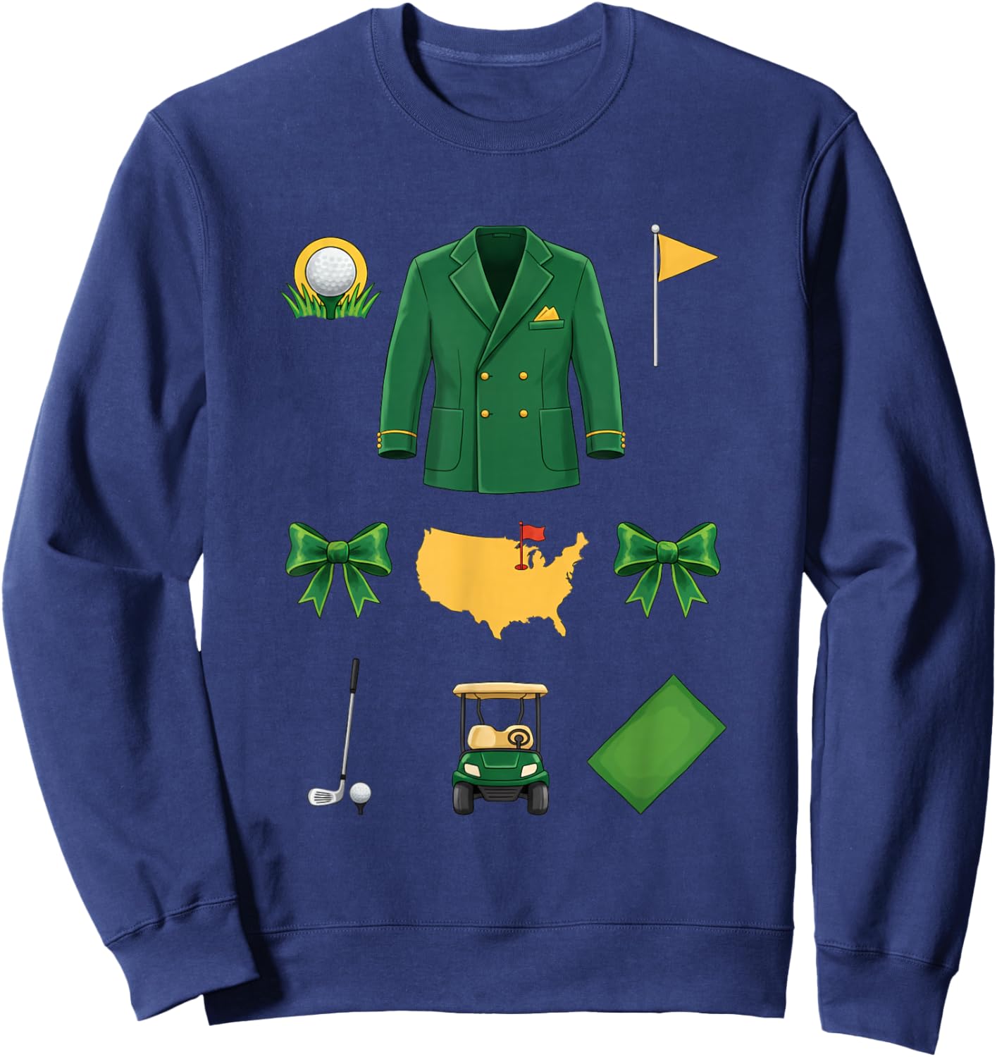 Masters Green Golf Icons Funny Golfing Sweatshirt - Sweatshirt | Navy