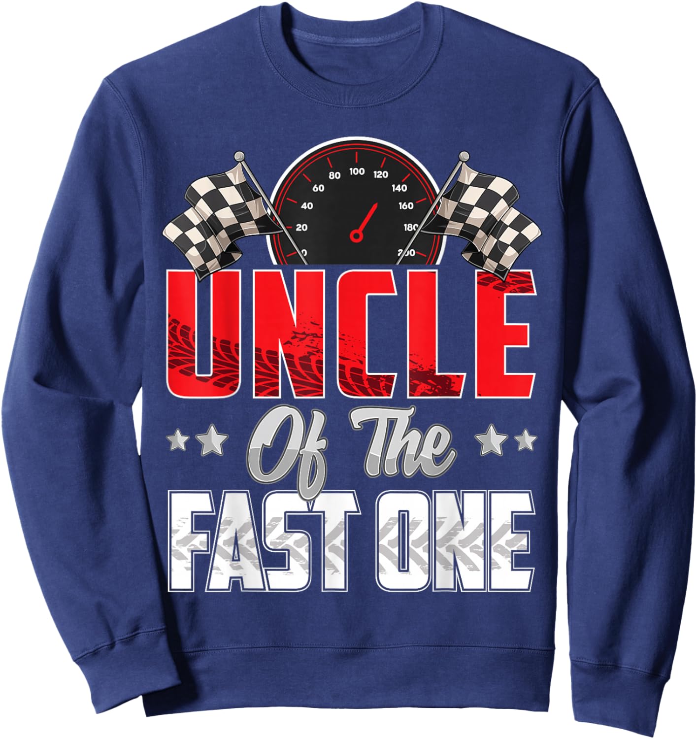 1 year old racing car fast one birthday 1st Family Uncle Sweatshirt - Sweatshirt | Navy