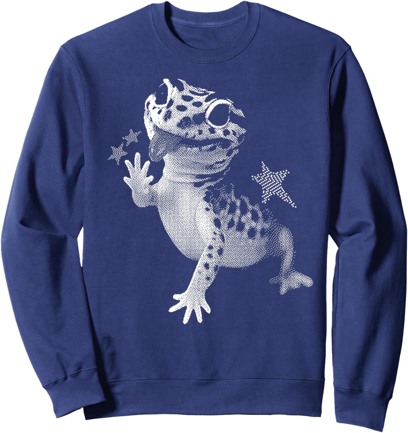 Retro Funny Leopard Gecko Meme Starry Cute Pet Lover Silly Sweatshirt - Sweatshirt | Navy