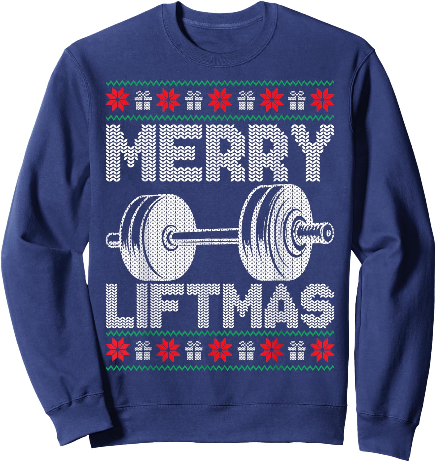 Merry Liftmas Ugly Christmas Gym Workout Funny Fitness Sweatshirt - Sweatshirt | Navy