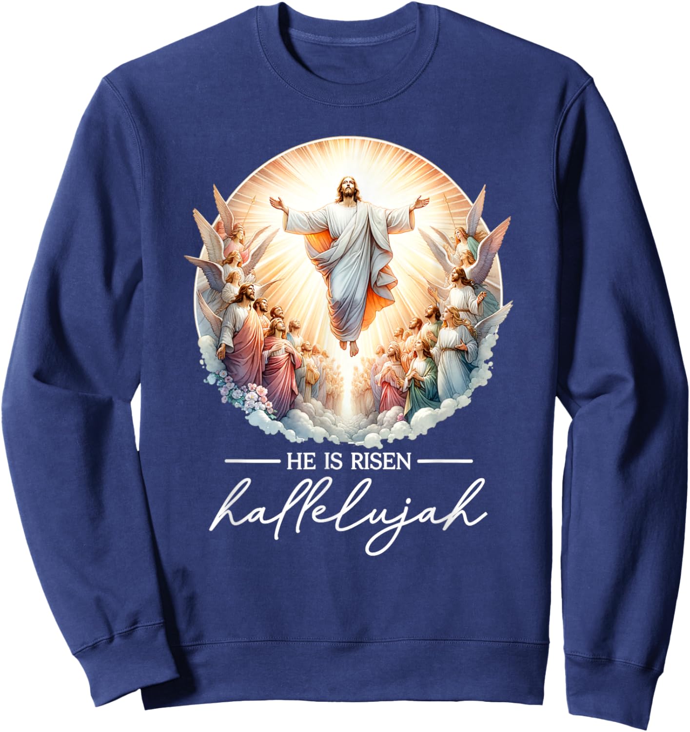 2025 Pâques Jésus-Christ ressuscité Belle Résurrection Sweatshirt - Sweatshirt | Navy
