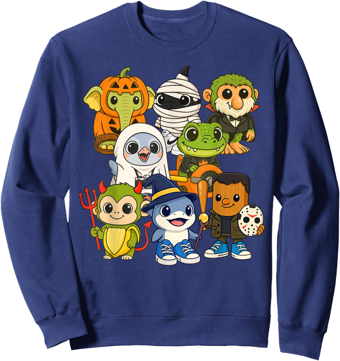 Adorable Brainrot Baby Halloween Costume AI Animal Cute Sweatshirt - Sweatshirt | Navy