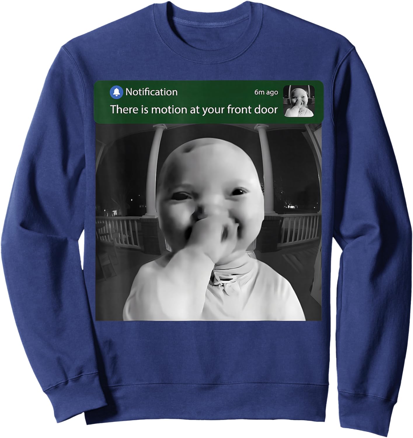 Ai Baby Holding Laugh Motion at Your Front Door Brainrot Sweatshirt - Sweatshirt | Navy