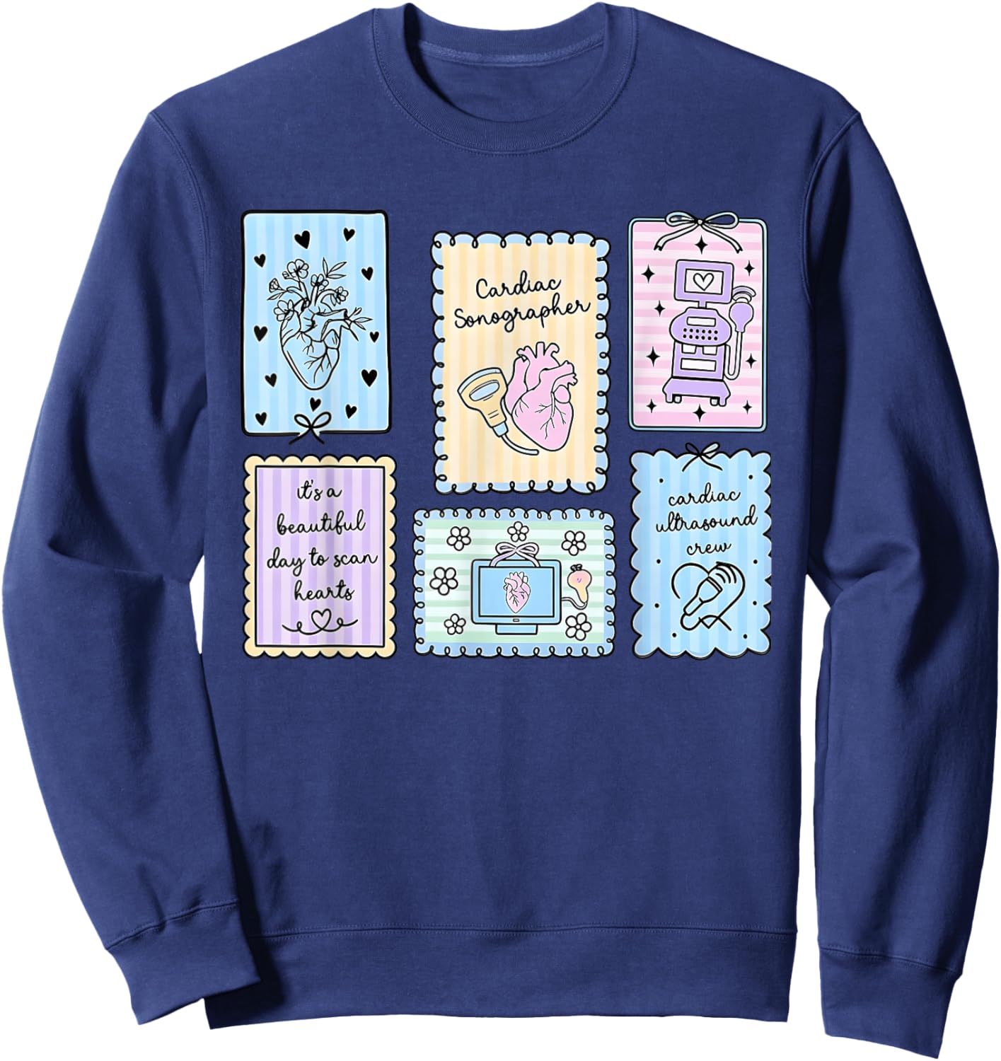 Cardiac Sonographer Cardiac Ultrasound Stamp Echo Tech Work Sweatshirt - Sweatshirt | Navy