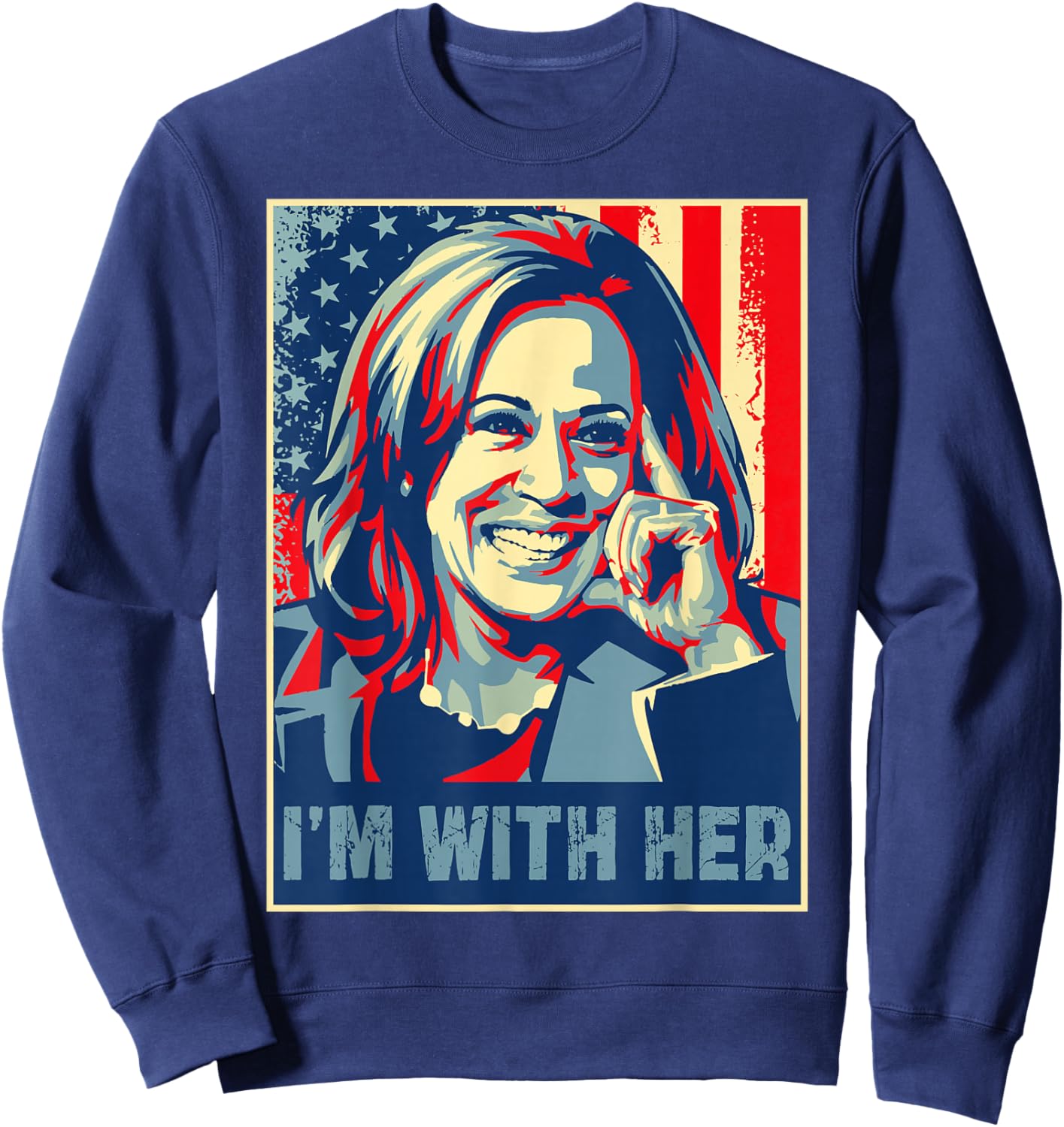 Retro I'm With Her Kamala Harris USA President Election 2028 Sweatshirt - Sweatshirt | Navy