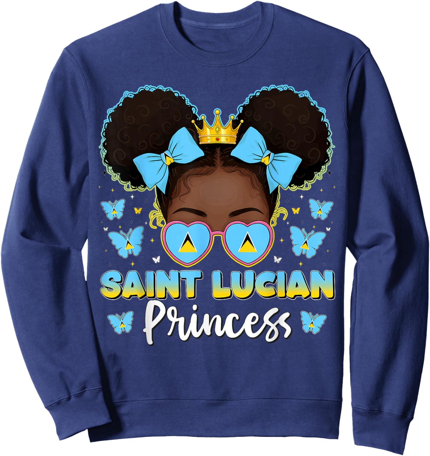 Lucian Princess Saint Lucia Flag Proud St Lucian Women Sweatshirt - Sweatshirt | Navy