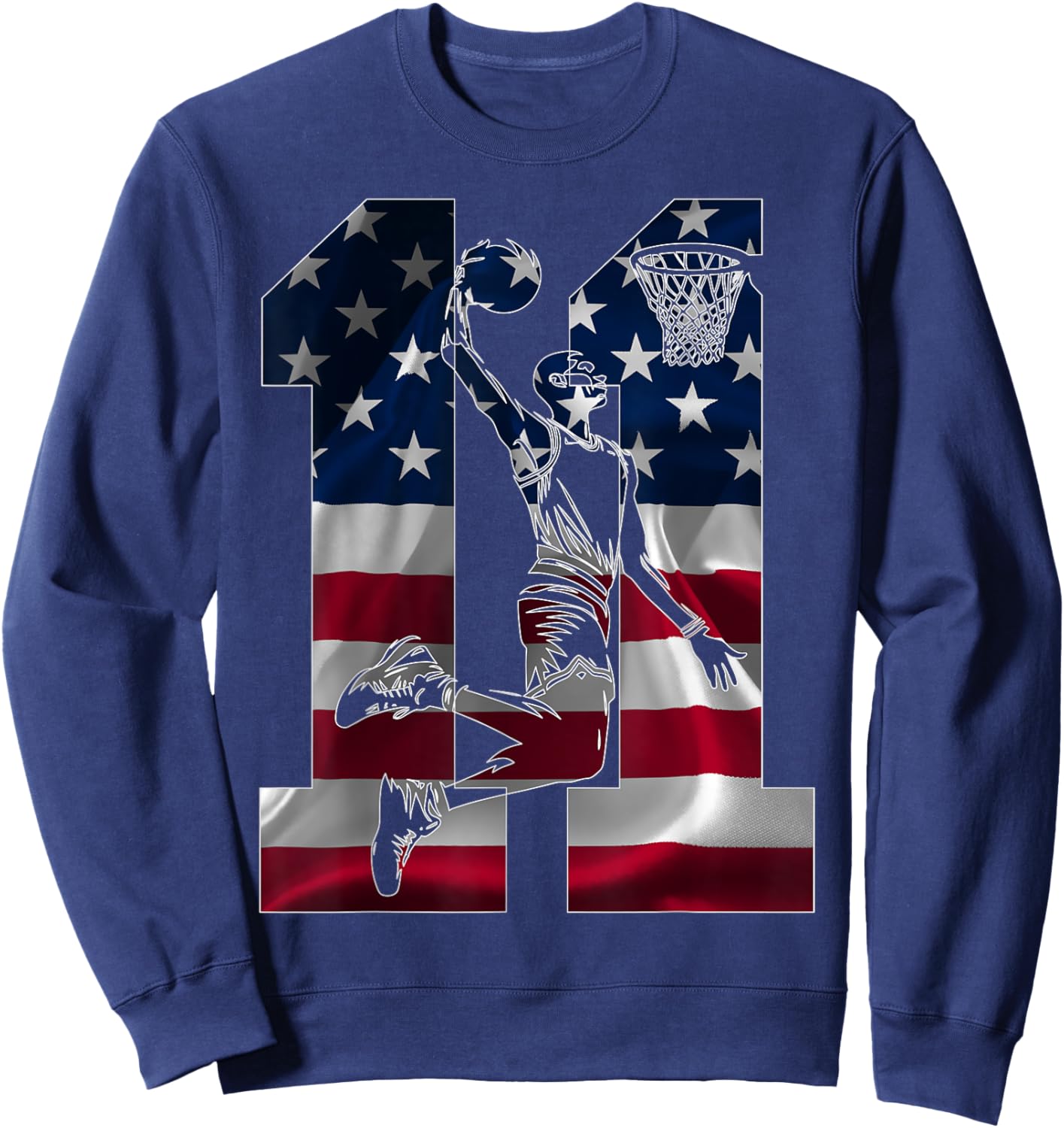 11 Years Number 11 Basketball 11th Birthday Sweatshirt - Sweatshirt | Navy