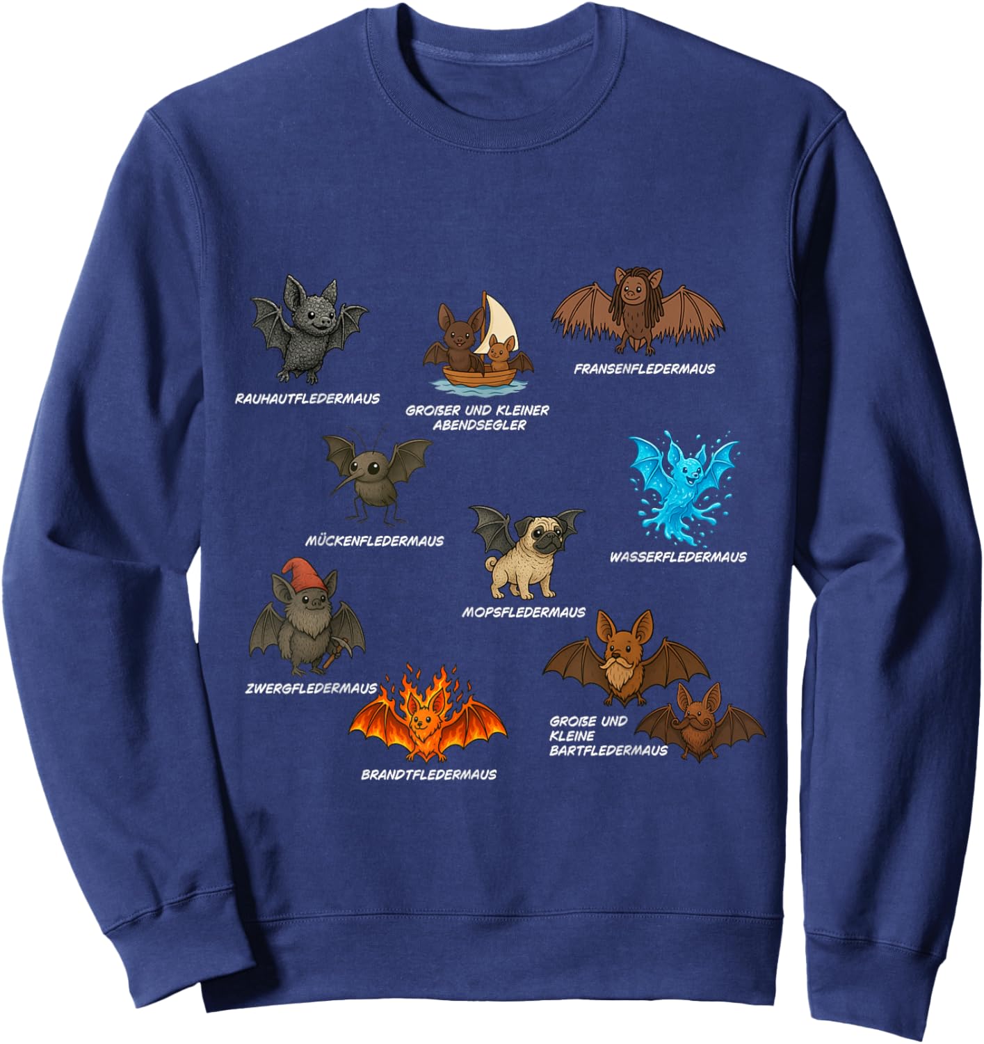 Bat Biologist Funny Word Joke Cute Funny Funny Sweatshirt - Sweatshirt | Navy