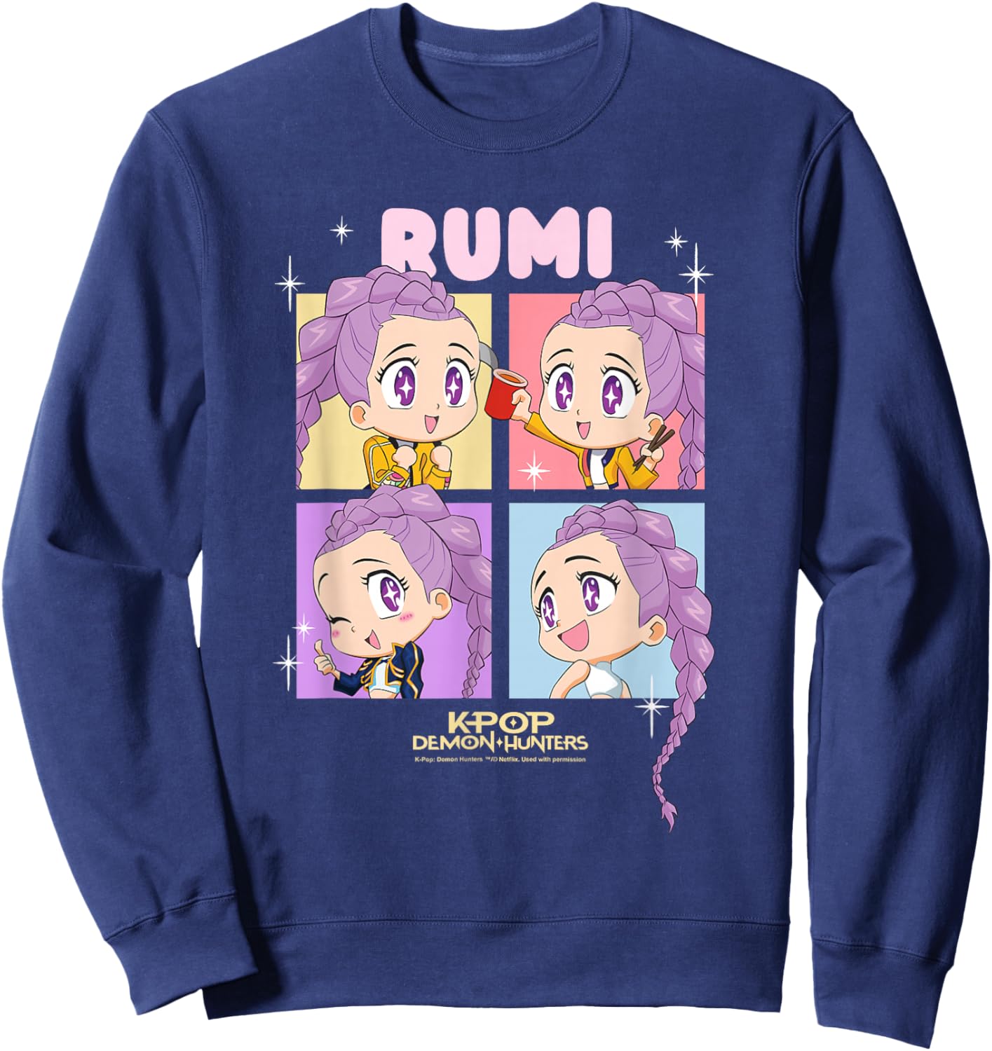 KPop Demon Hunters Rumi Chibi Officially Licensed Sweatshirt - Sweatshirt | Navy