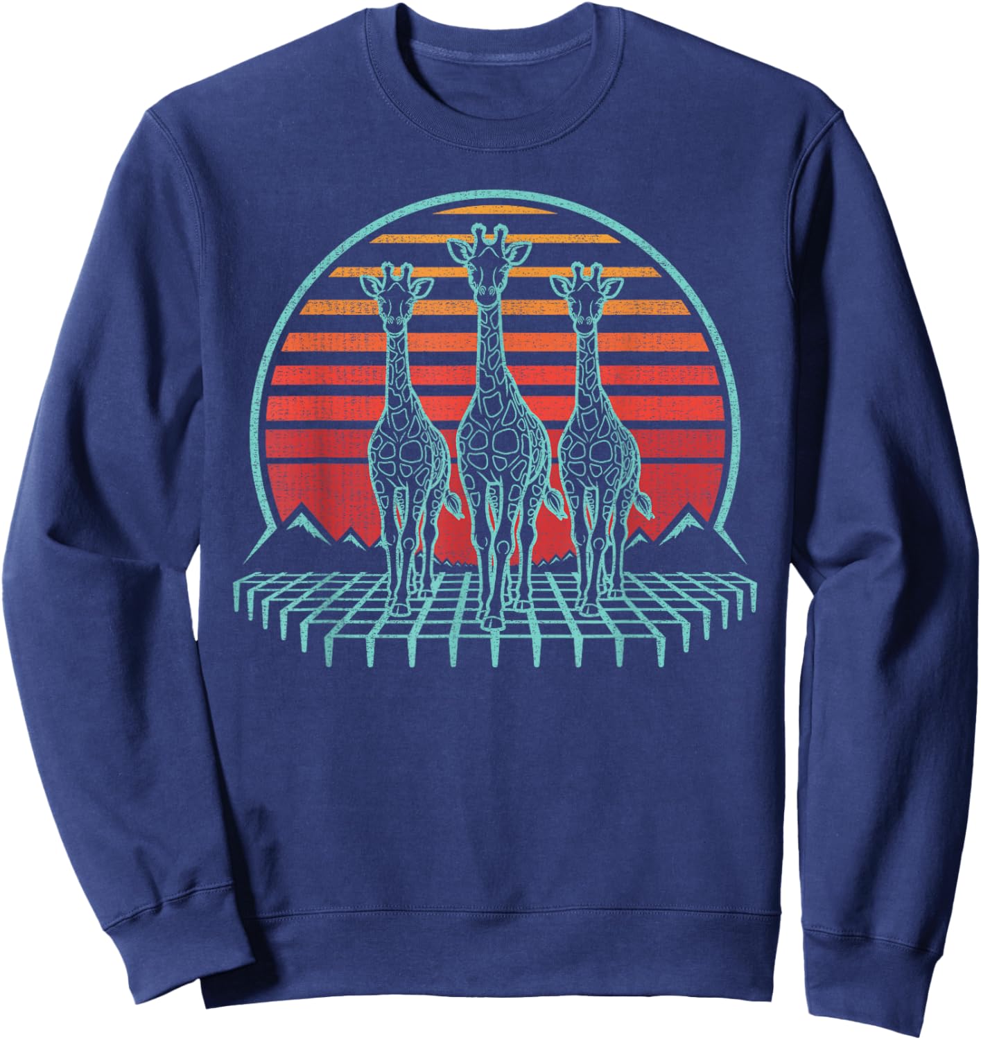 Giraffe Lover Animal Retro Vintage 80s Sweatshirt - Sweatshirt | Navy