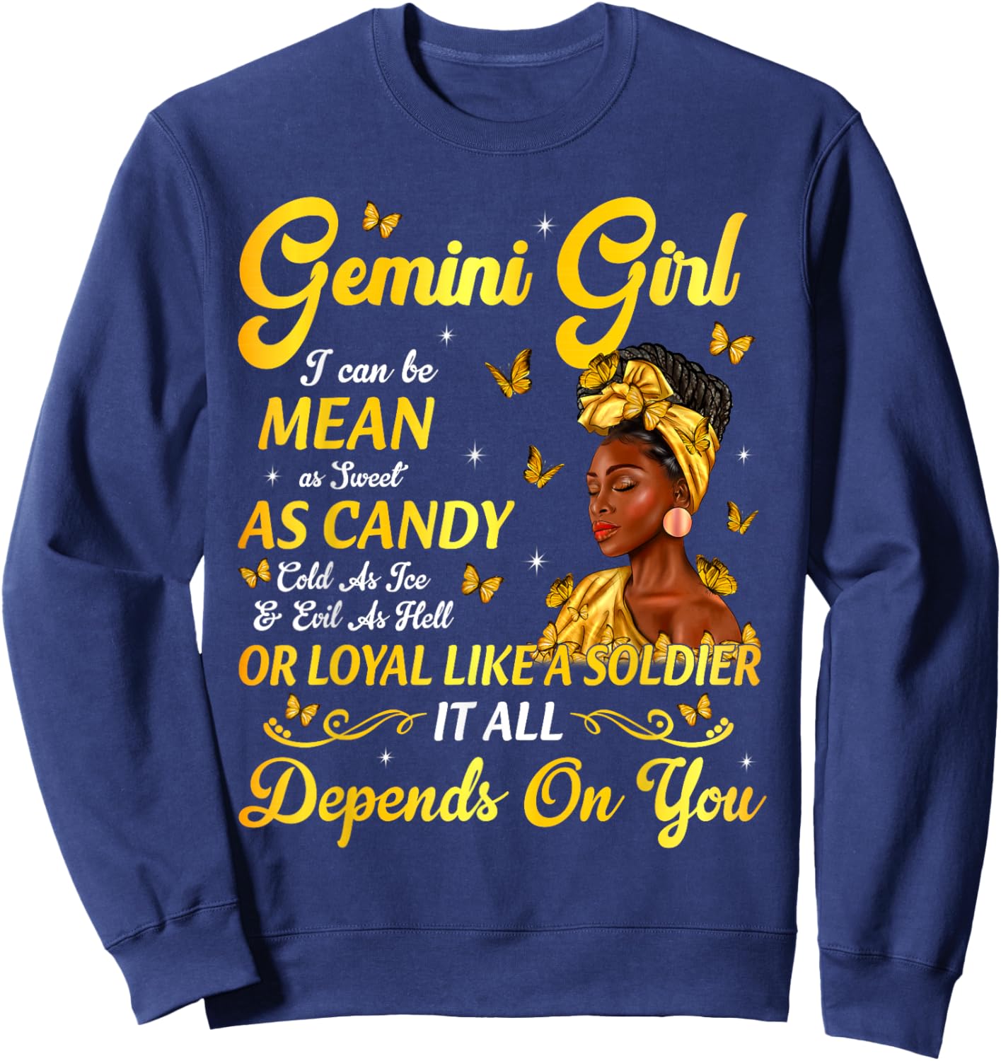 African American Birthday Black Women Gemini Girl Sweatshirt - Sweatshirt | Navy