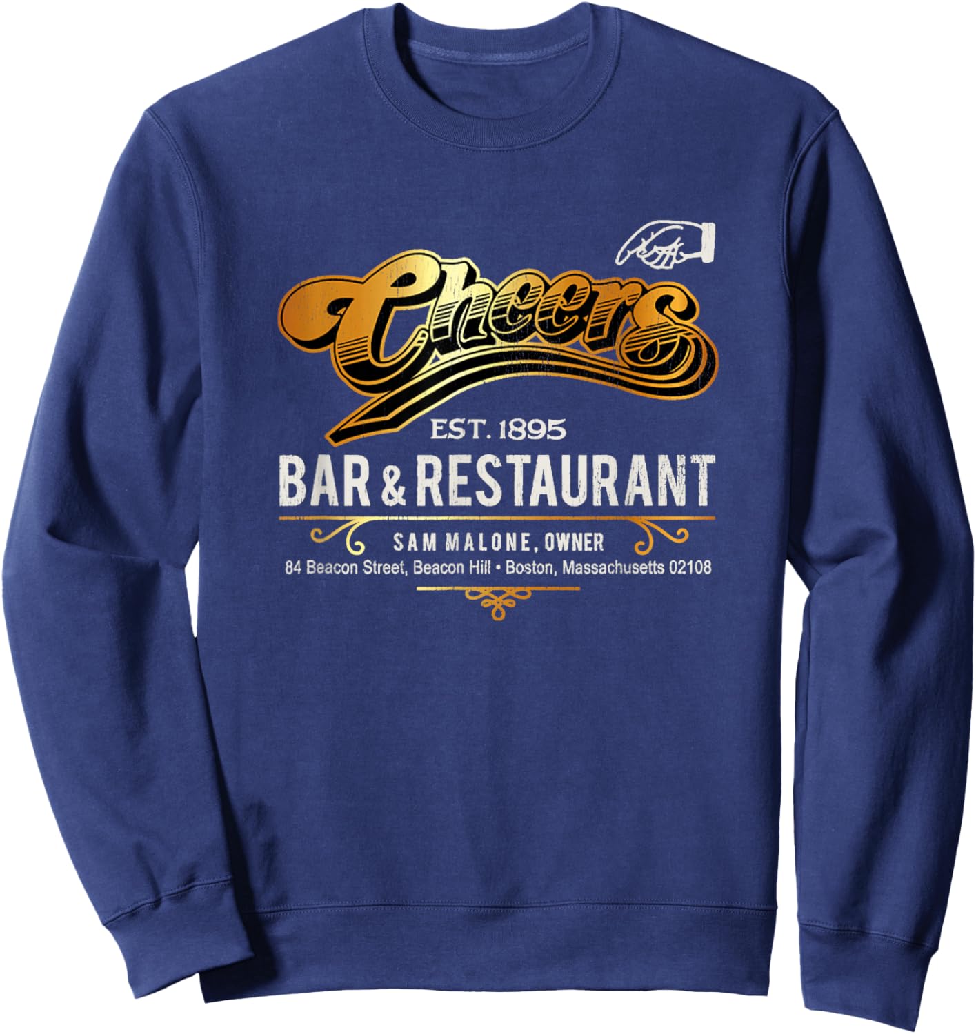 Cheers EST 1895 Sam's Bar Restaurant In Boston 80s Worn Out Sweatshirt - Sweatshirt | Navy