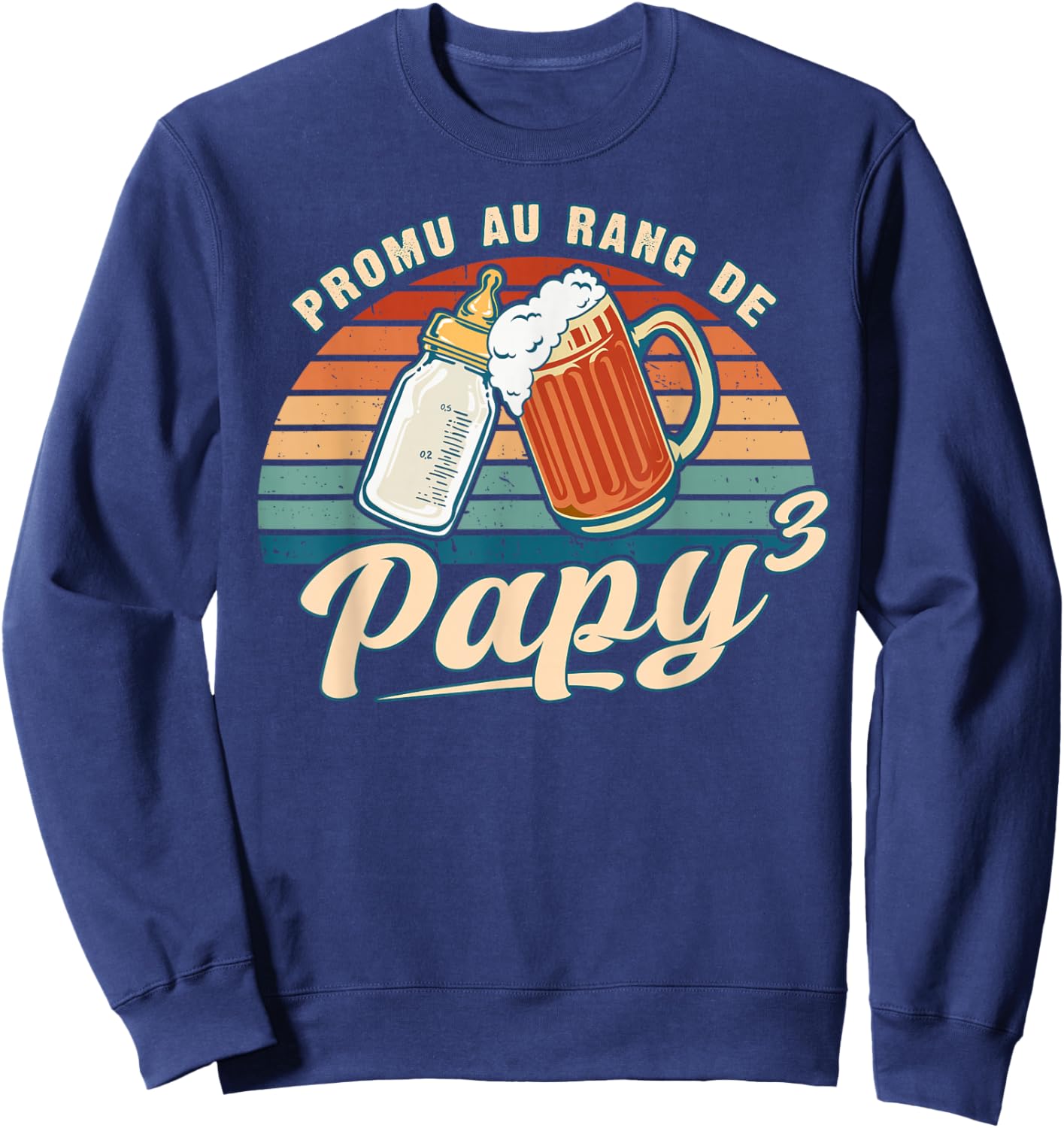 Promu Papy 3 Petit Enfant Futur Grand-Père Sweatshirt - Sweatshirt | Navy
