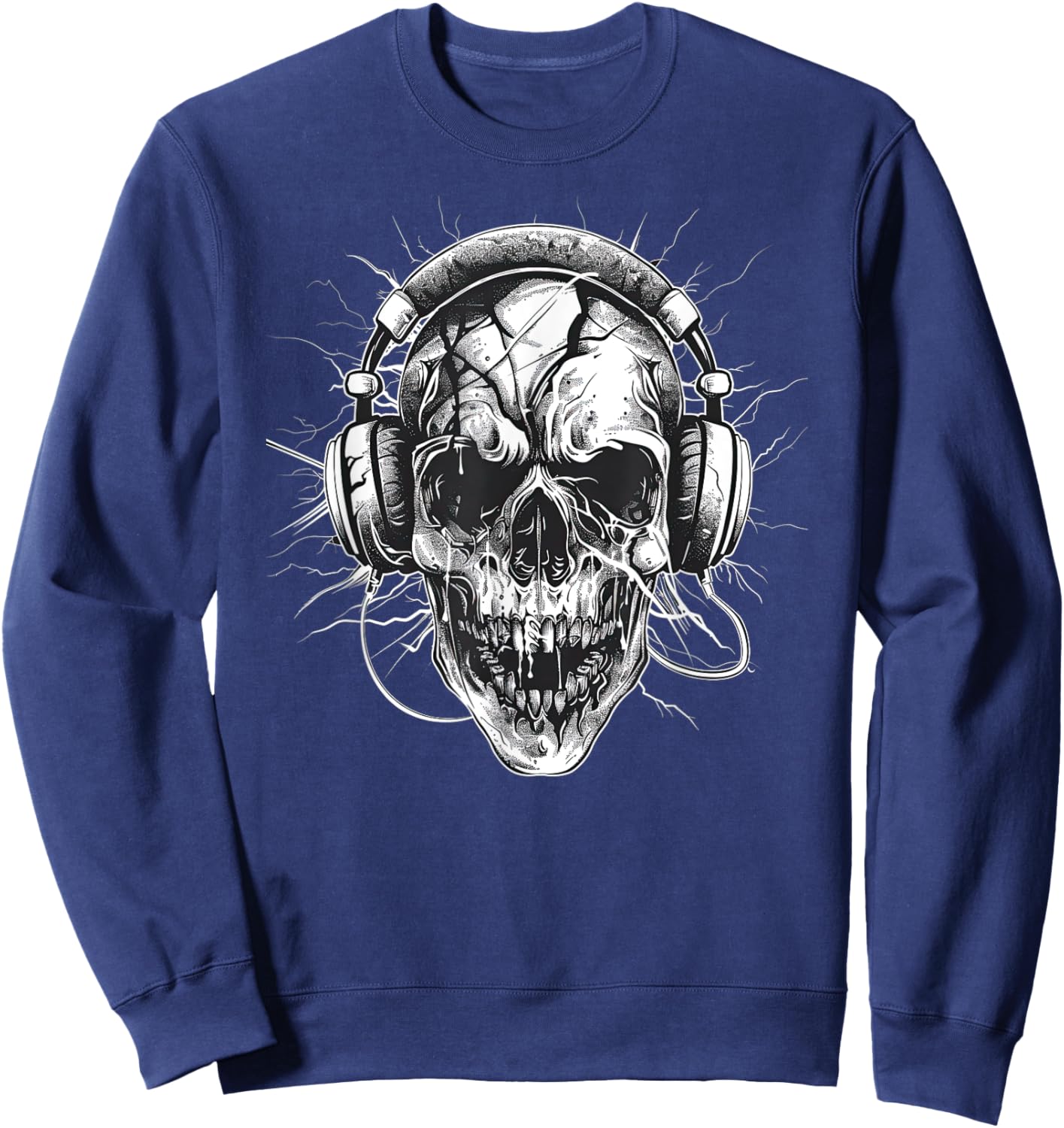Skull with Headphones Music Sweatshirt - Sweatshirt | Navy