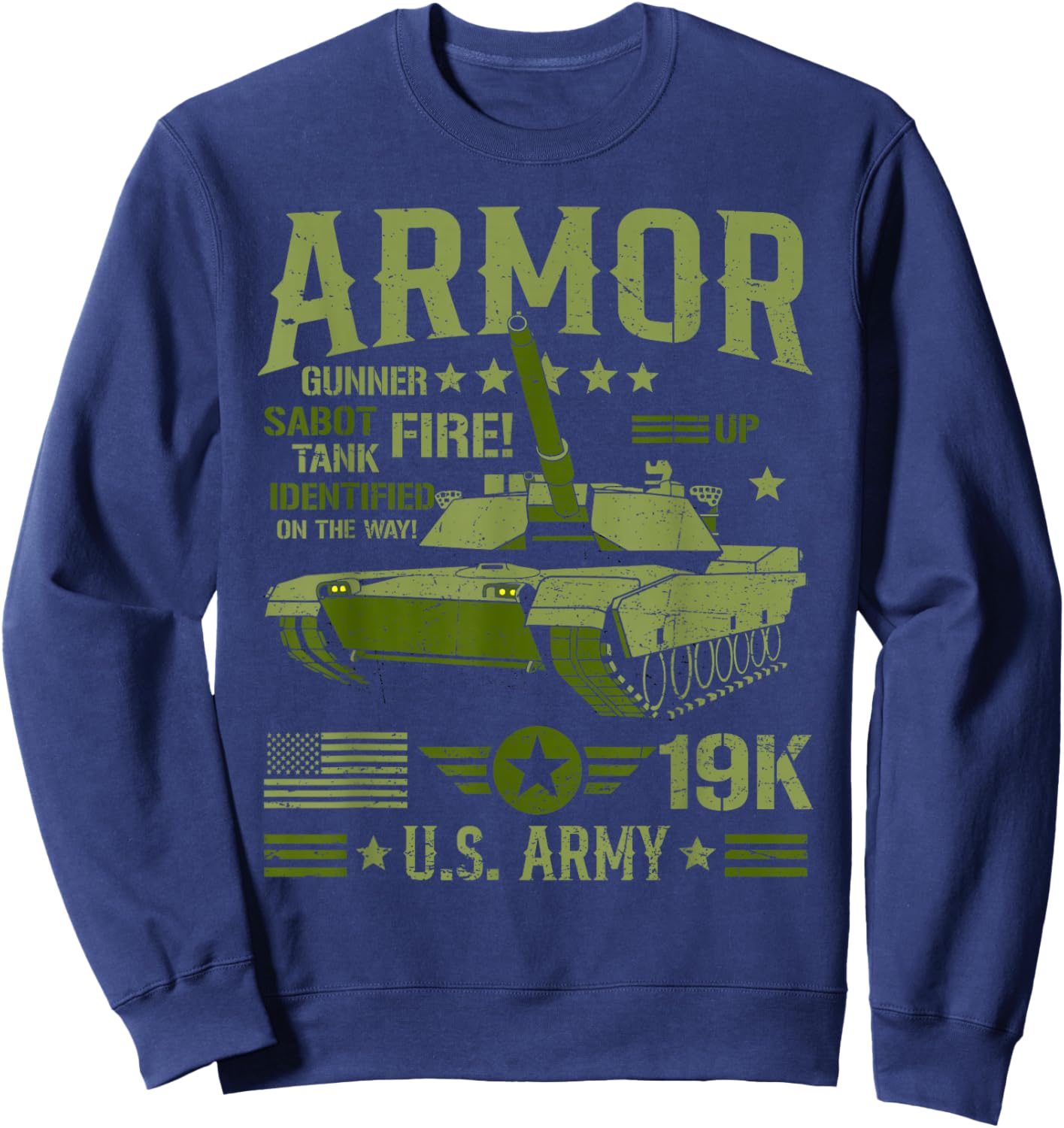Armor Of US Military M1 Abrams Battle Tank 19K Tanker Sweatshirt - Sweatshirt | Navy