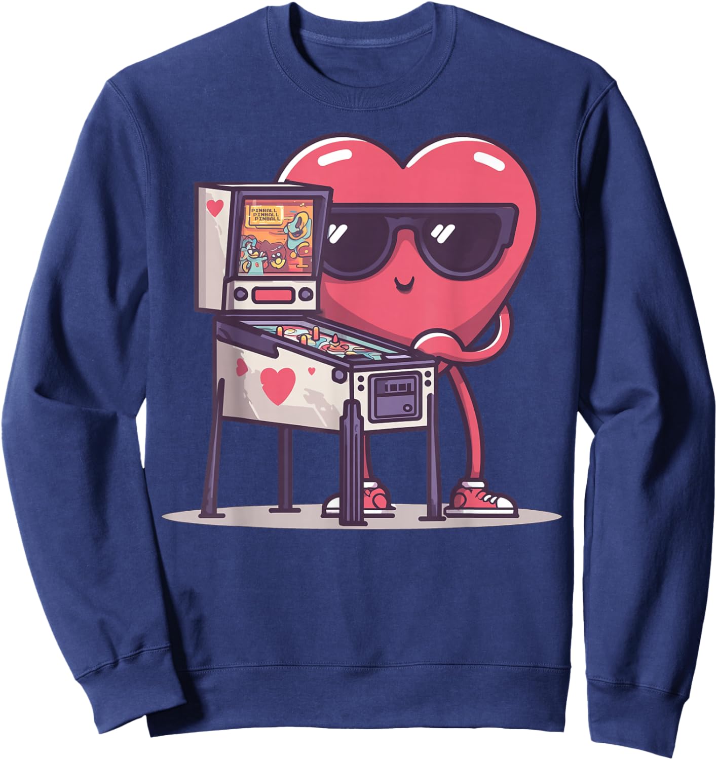 Pinball Heart Arcade Game Lunettes de Soleil rétro Saint-Valentin Sweatshirt - Sweatshirt | Navy