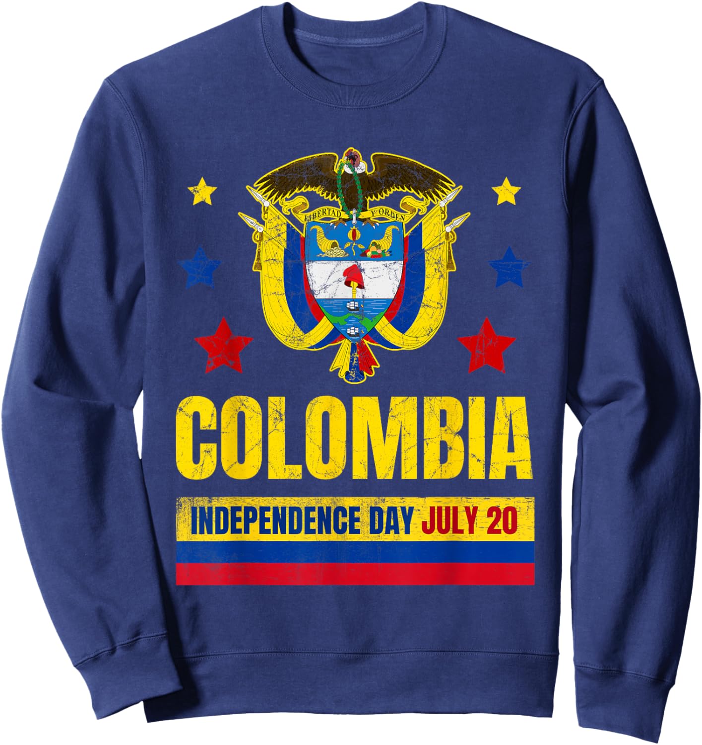 Colombia Independence Day July 20 Colombian Flag Sweatshirt - Sweatshirt | Navy