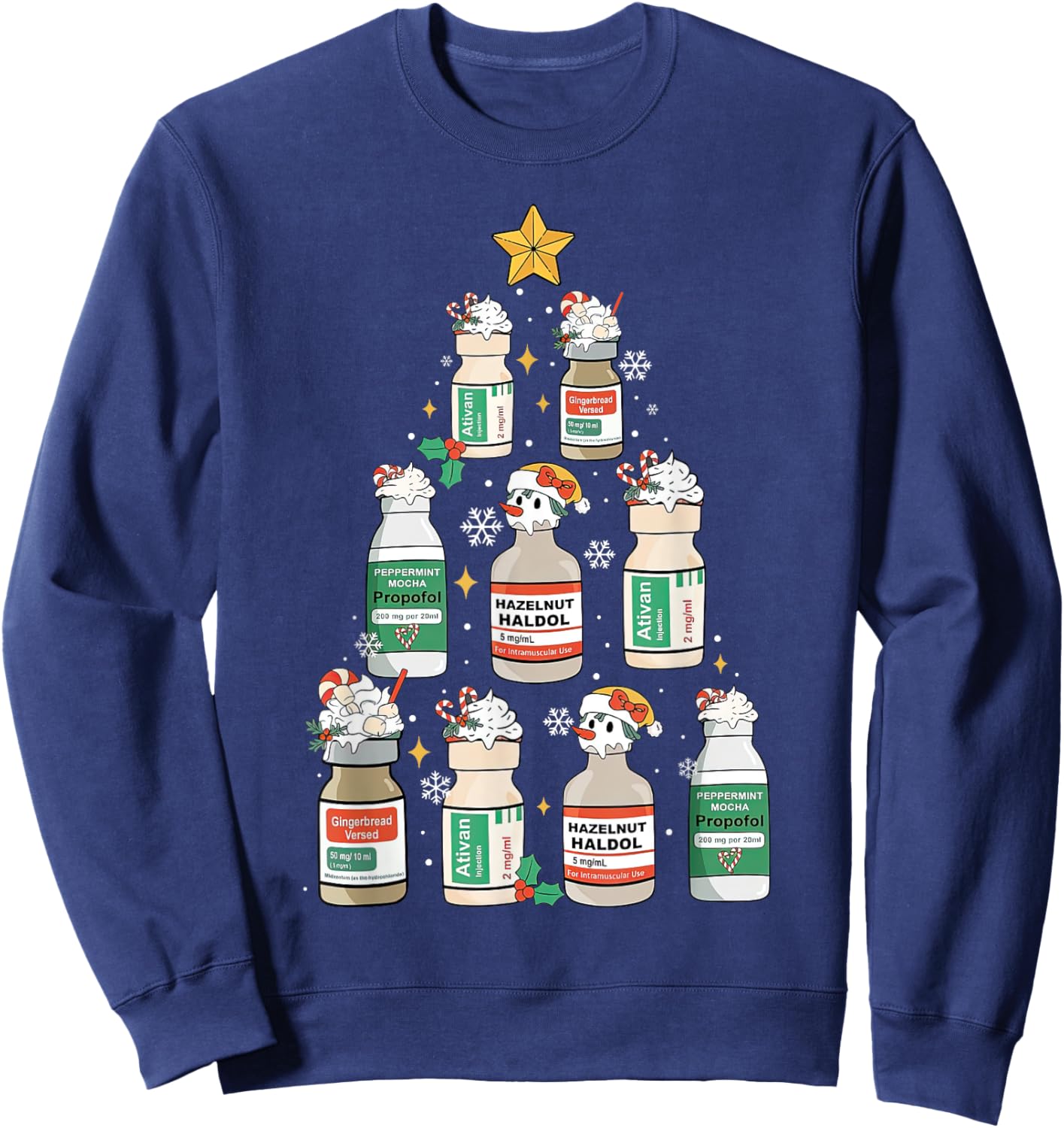 Nurse Christmas Tree Propofol RN ER ICU Nurse Xmas Nursing Sweatshirt - Sweatshirt | Navy