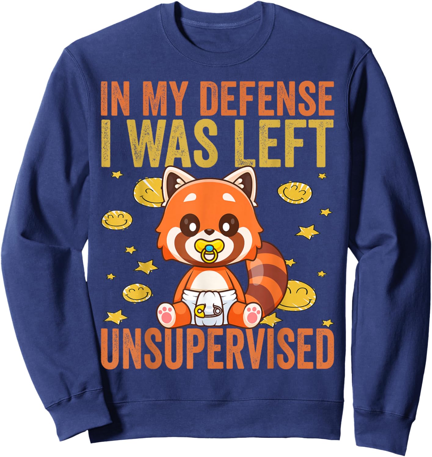 In My Defense I Was Left Unsupervised - Funny Kids toddlers Sweatshirt - Sweatshirt | Navy