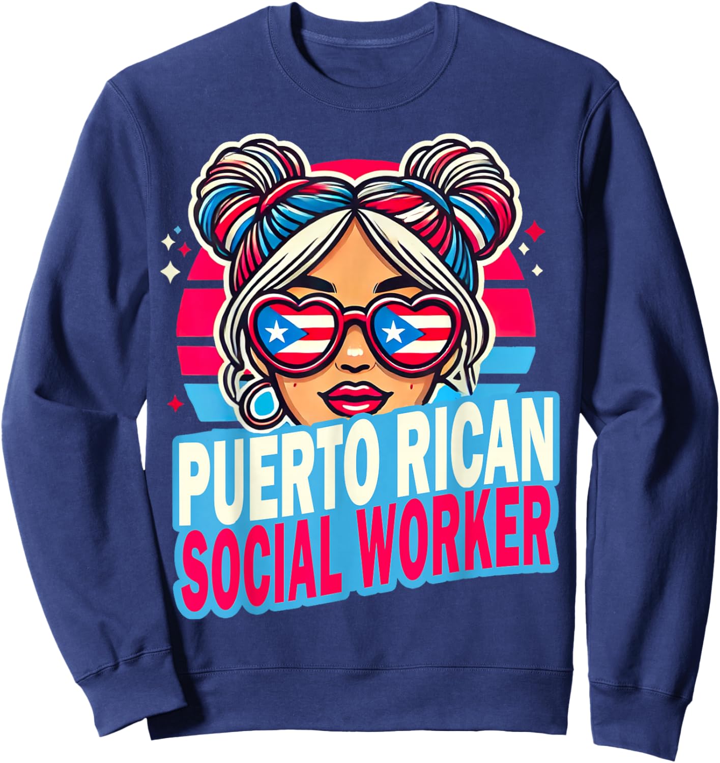 Puerto Rican Latina Social Worker MSW Masters Graduation Sweatshirt - Sweatshirt | Navy
