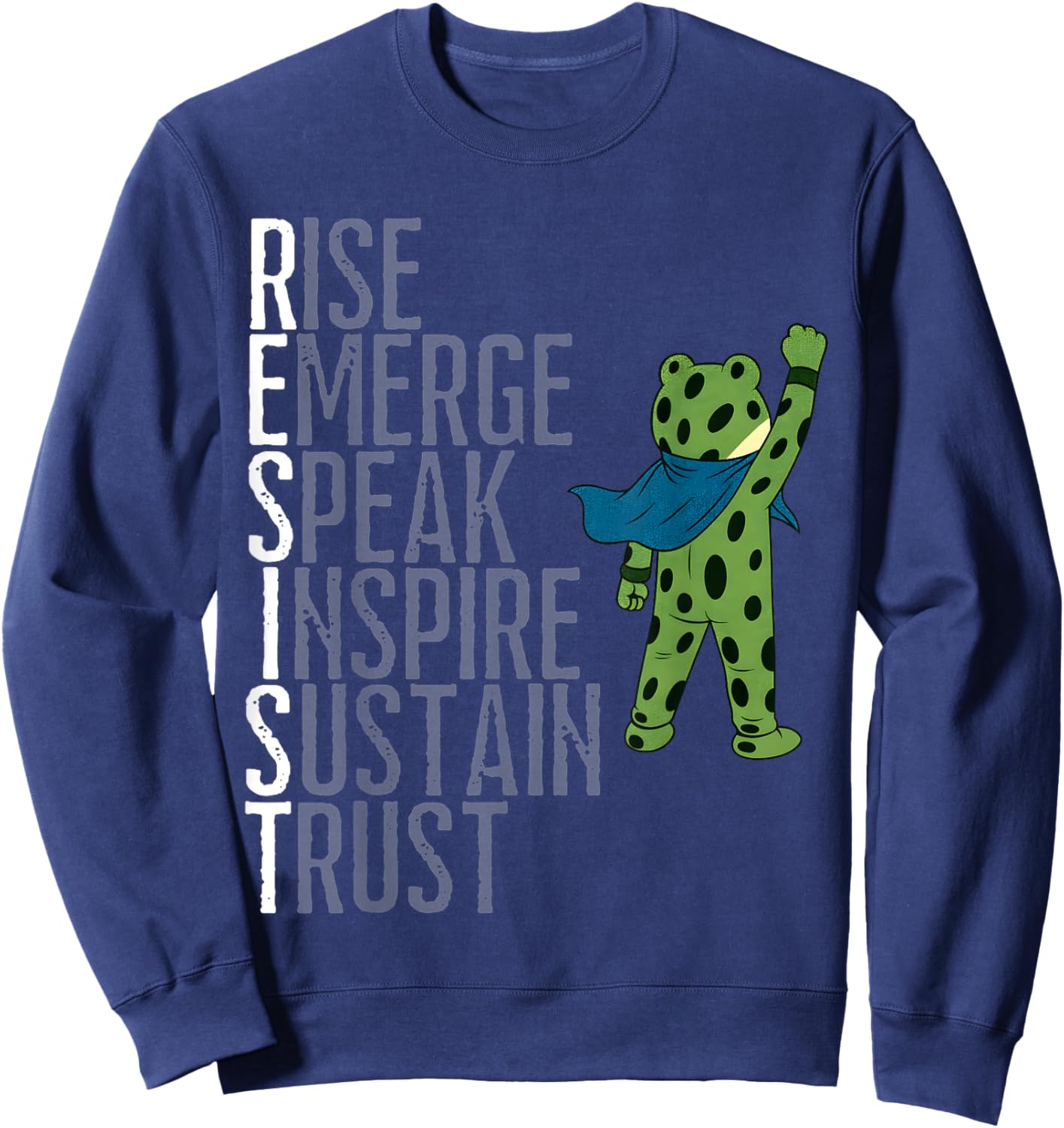 Portland Frog Protest Resist Vintage Art Sweatshirt - Sweatshirt | Navy