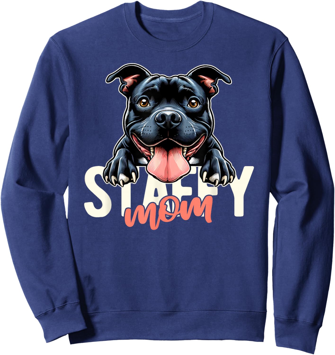 Staffy Mom Staffordshire Bull Terrier Dog Tattoo Funny Women Sweatshirt - Sweatshirt | Navy