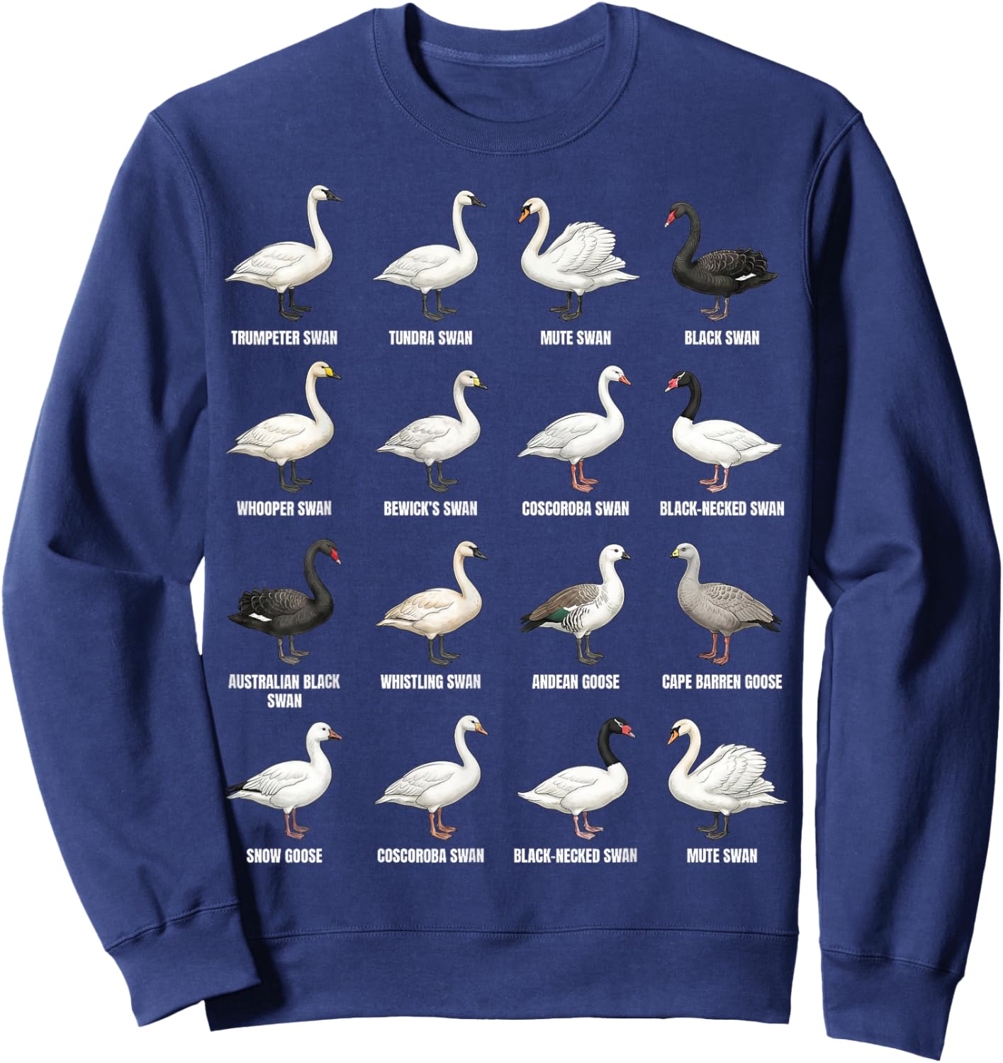 Swan Types - World Ornithology of Swan Species Sweatshirt - Sweatshirt | Navy