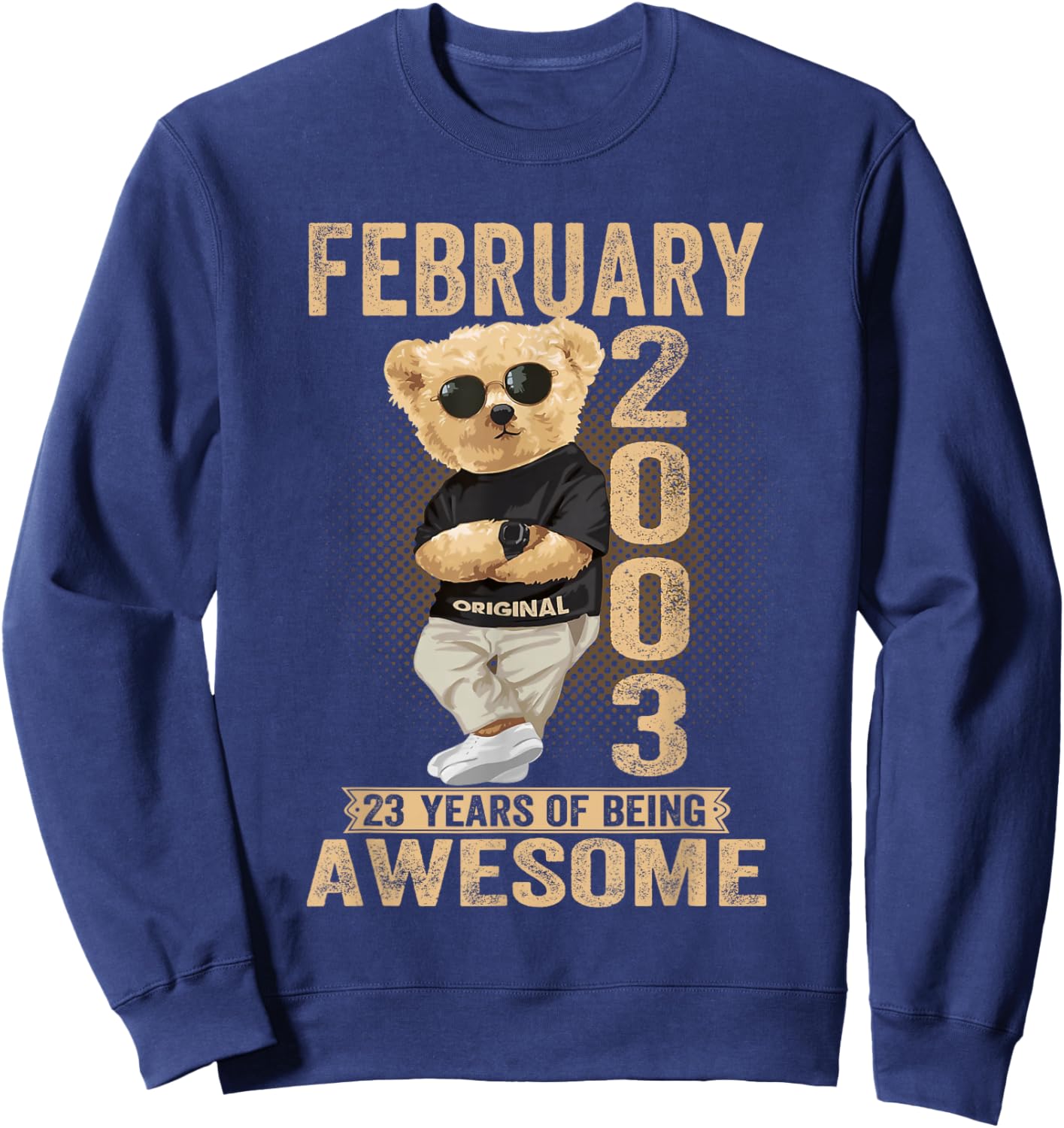 Février 2003 23e Anniversaire 2026 Femmes 23 Ans Ours en Peluche Sweatshirt - Sweatshirt | Navy