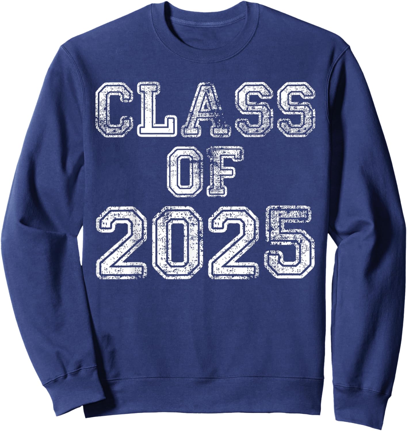 Class of 2025, Senior 2025 Graduation Vintage School Spirit Sweatshirt - Sweatshirt | Navy