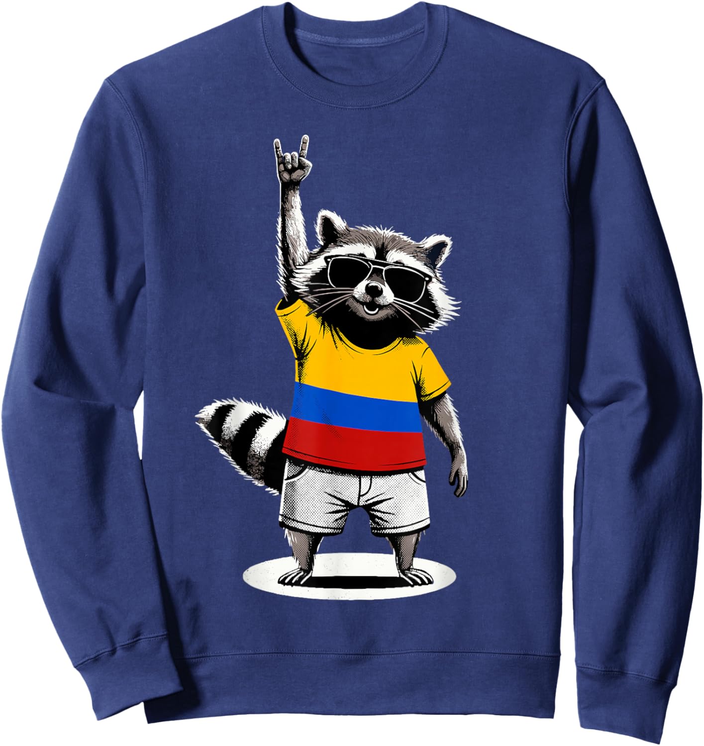 Kolumbianische Flagge Waschbär Lustig Kolumbien Sweatshirt - Sweatshirt | Navy