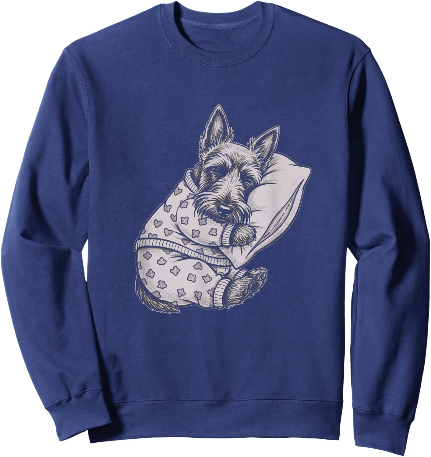 Sleeping Pajama Scottish Terrier Drawing Art Scottie Design Sweatshirt - Sweatshirt | Navy