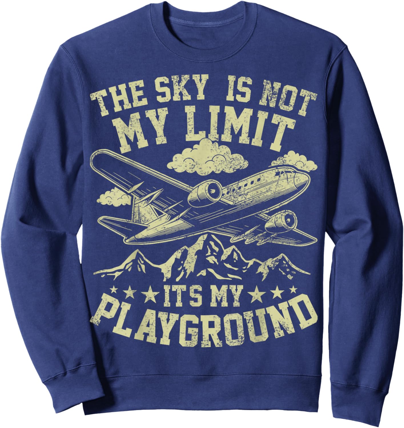 This Sky is Not My Limit Funny Pilot Aviation Men Women Kids Sweatshirt - Sweatshirt | Navy