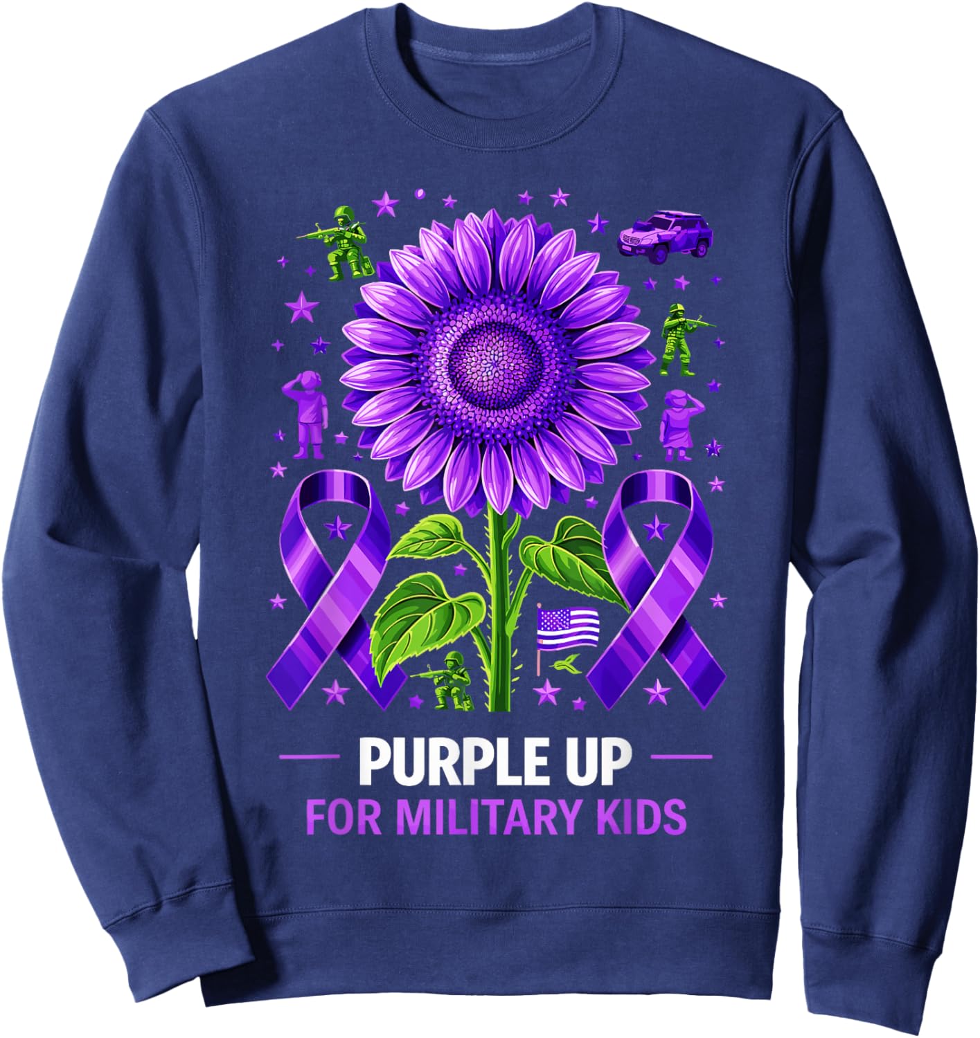 Purple Up Military Kids Month of Military Child Sweatshirt - Sweatshirt | Navy