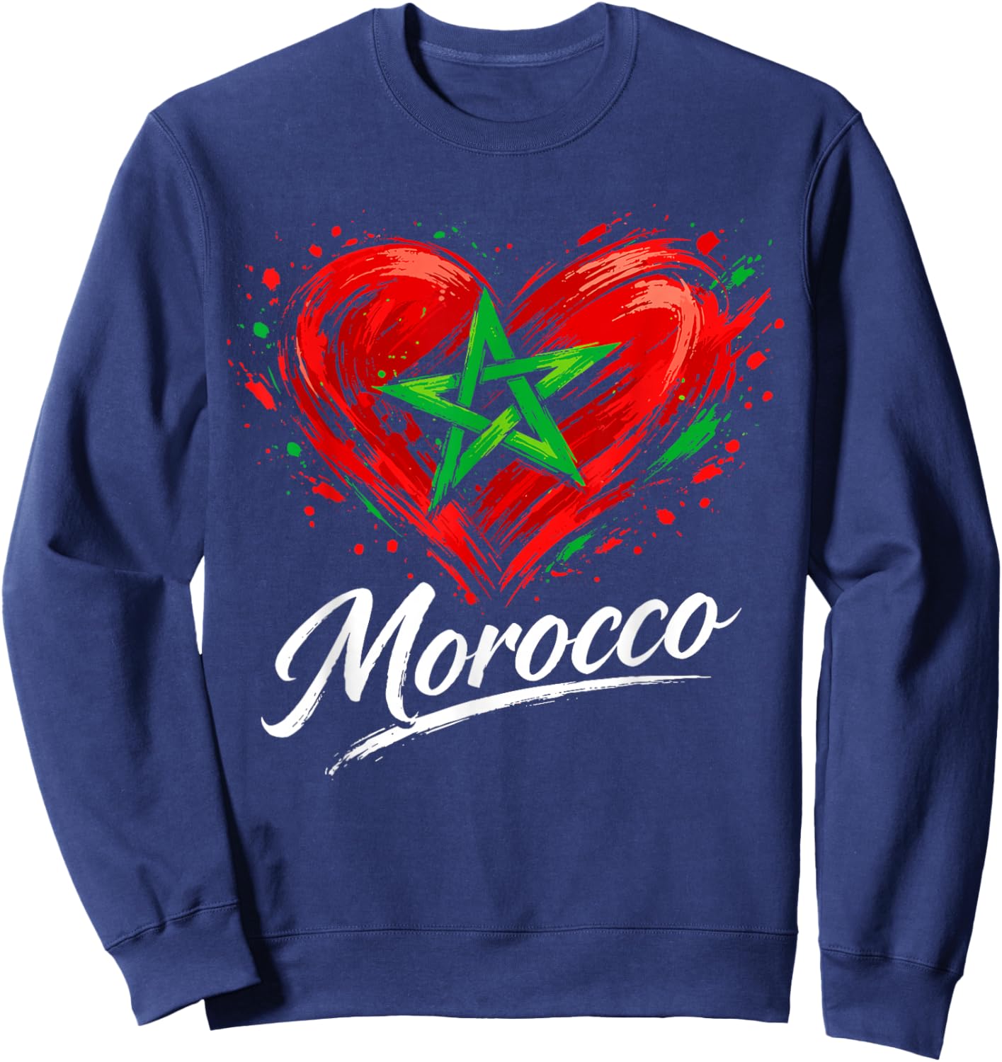 Morocco Heart Patriotic Moroccan Pride Sweatshirt - Sweatshirt | Navy