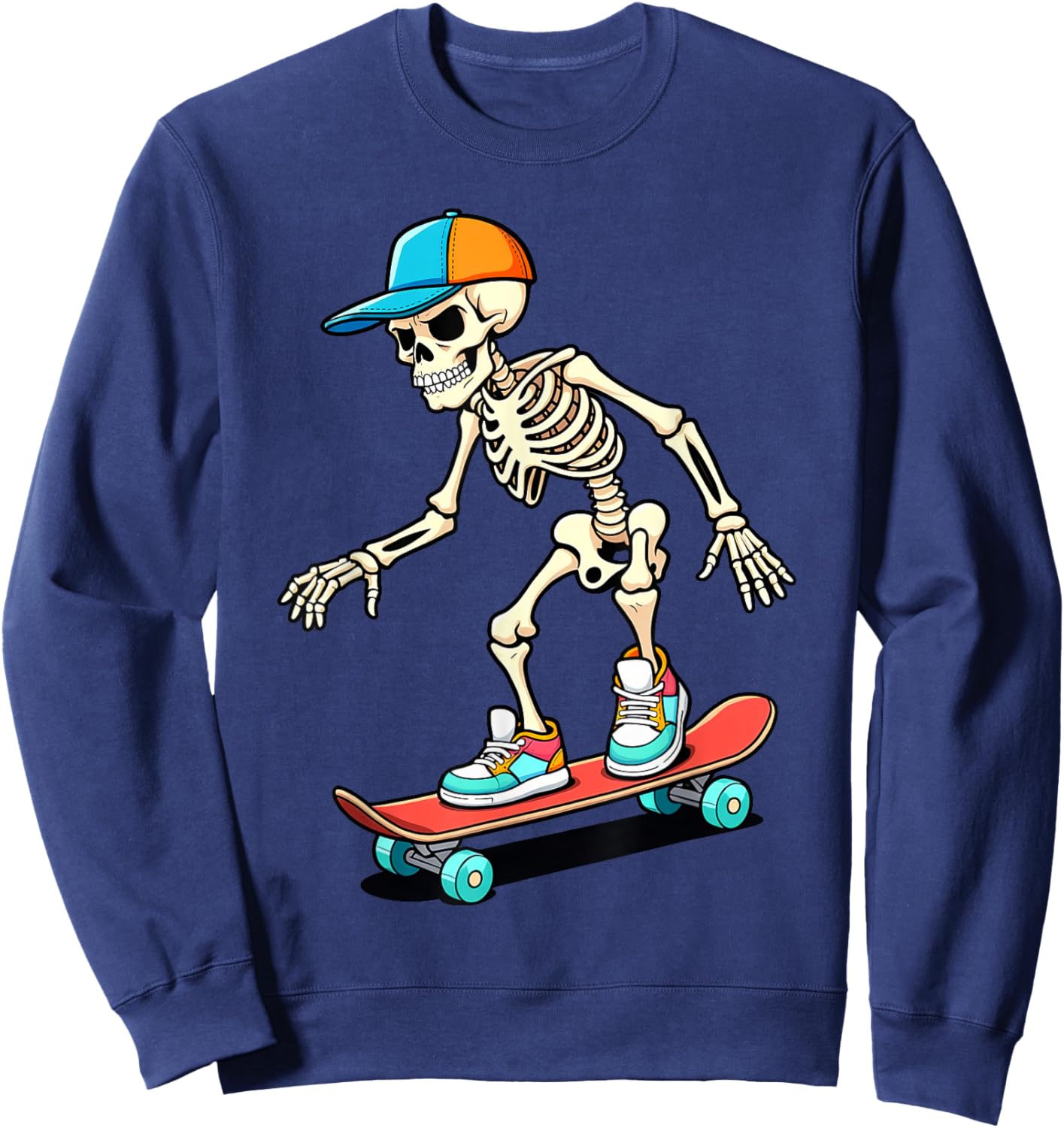 Skeleton Skateboarding Skater Skating Boys Kids Sweatshirt - Sweatshirt | Navy
