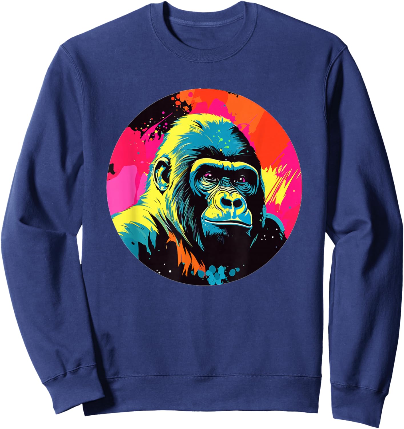 Colorful Gorilla Pop Art Vibrant I Gorilla Sweatshirt - Sweatshirt | Navy