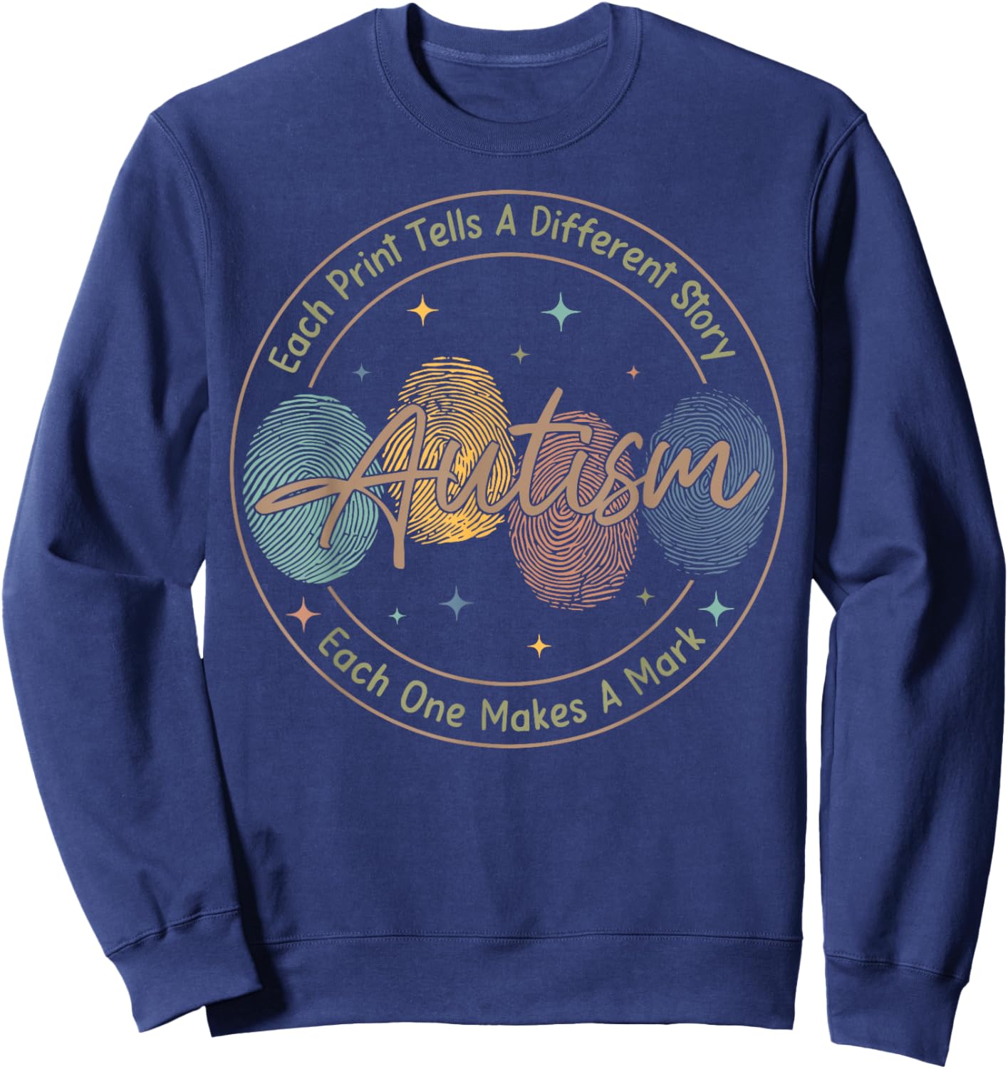 Fingerprint Autism Each Print Tells A Different Story Sweatshirt - Sweatshirt | Navy