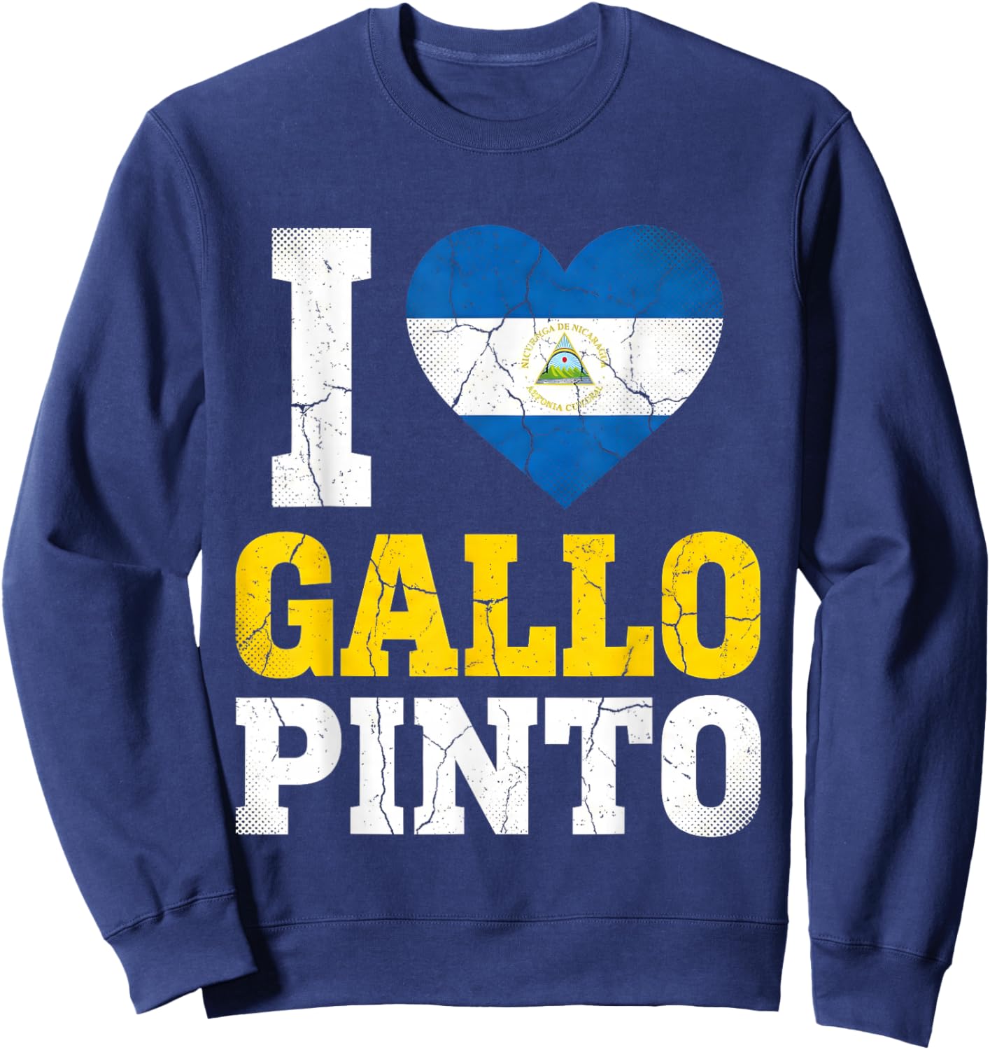 I Love Gallo Pinto Nicaraguan Flag Heart Sweatshirt - Sweatshirt | Navy