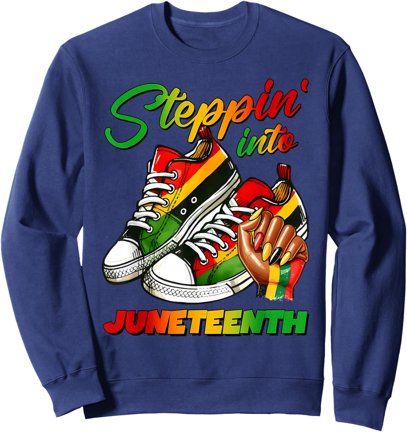Steppin' Into Juneteenth 1865 Black Women Girl Queen Sweatshirt - Sweatshirt | Navy