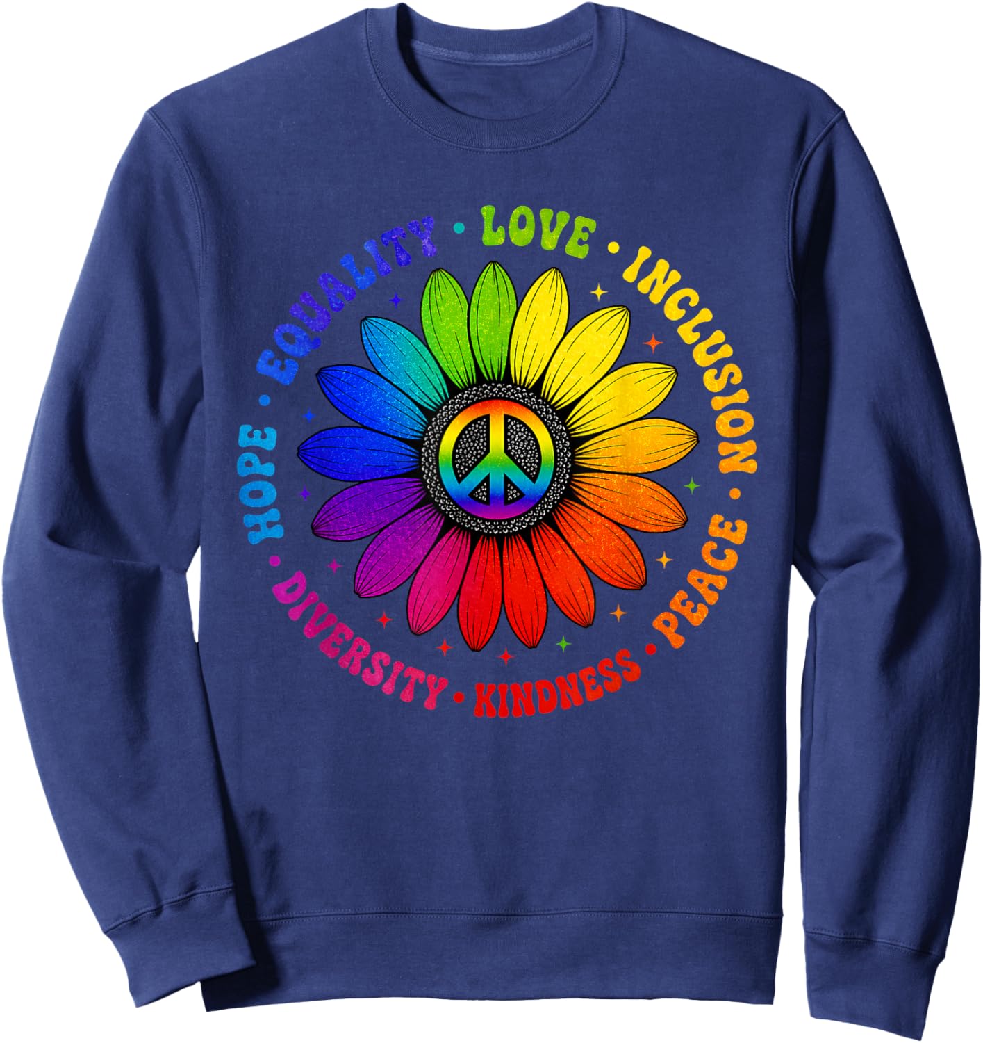 LGBTQ Kindness Peace Pansexual Bisexual Lesbian Gay Pride Sweatshirt - Sweatshirt | Navy