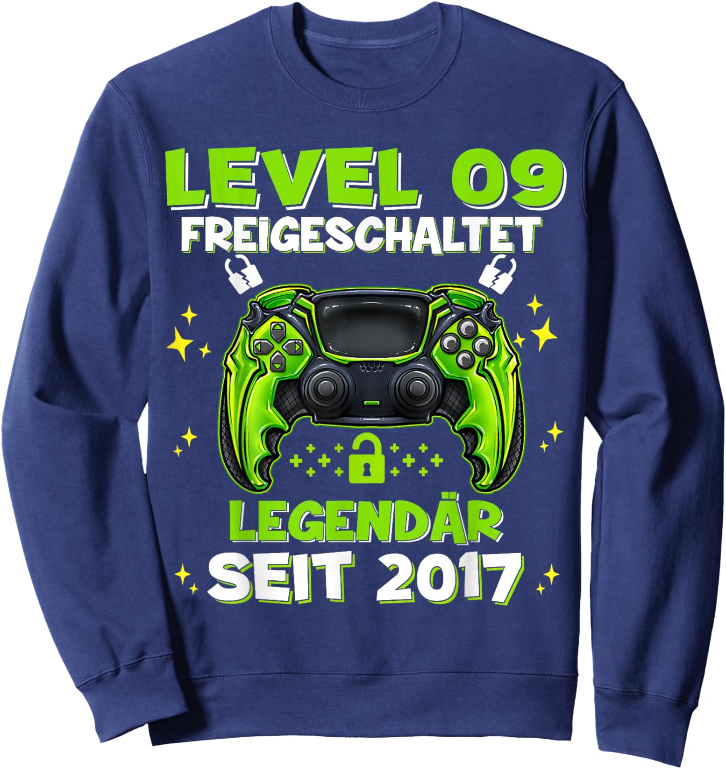 Level 9 Years Birthday Shirt Boy Gamer 2017 Birthday Sweatshirt - Sweatshirt | Navy